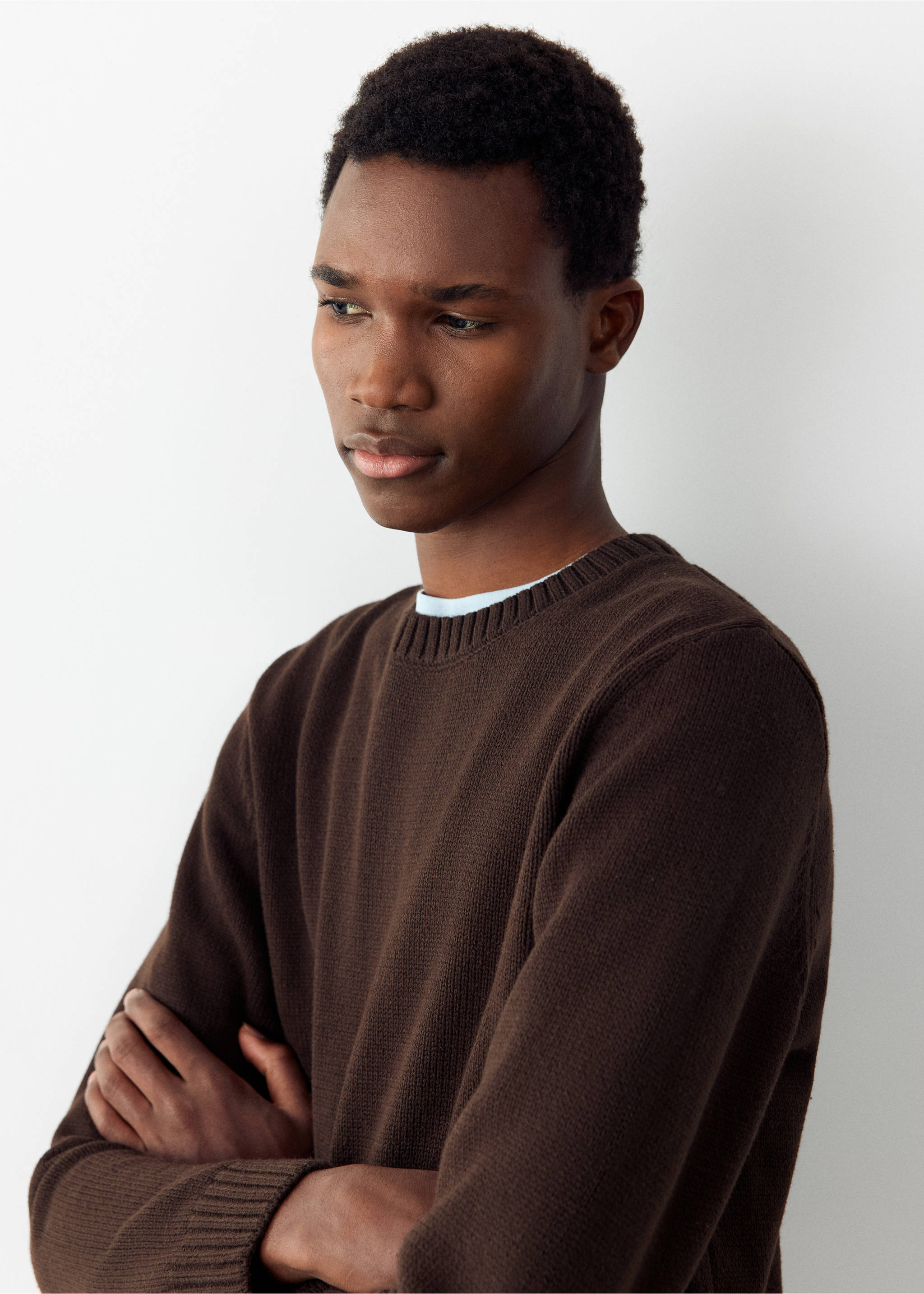 Basic chunky knit jumper - Details of the article 1, Brown. Ref: 37026004-00.