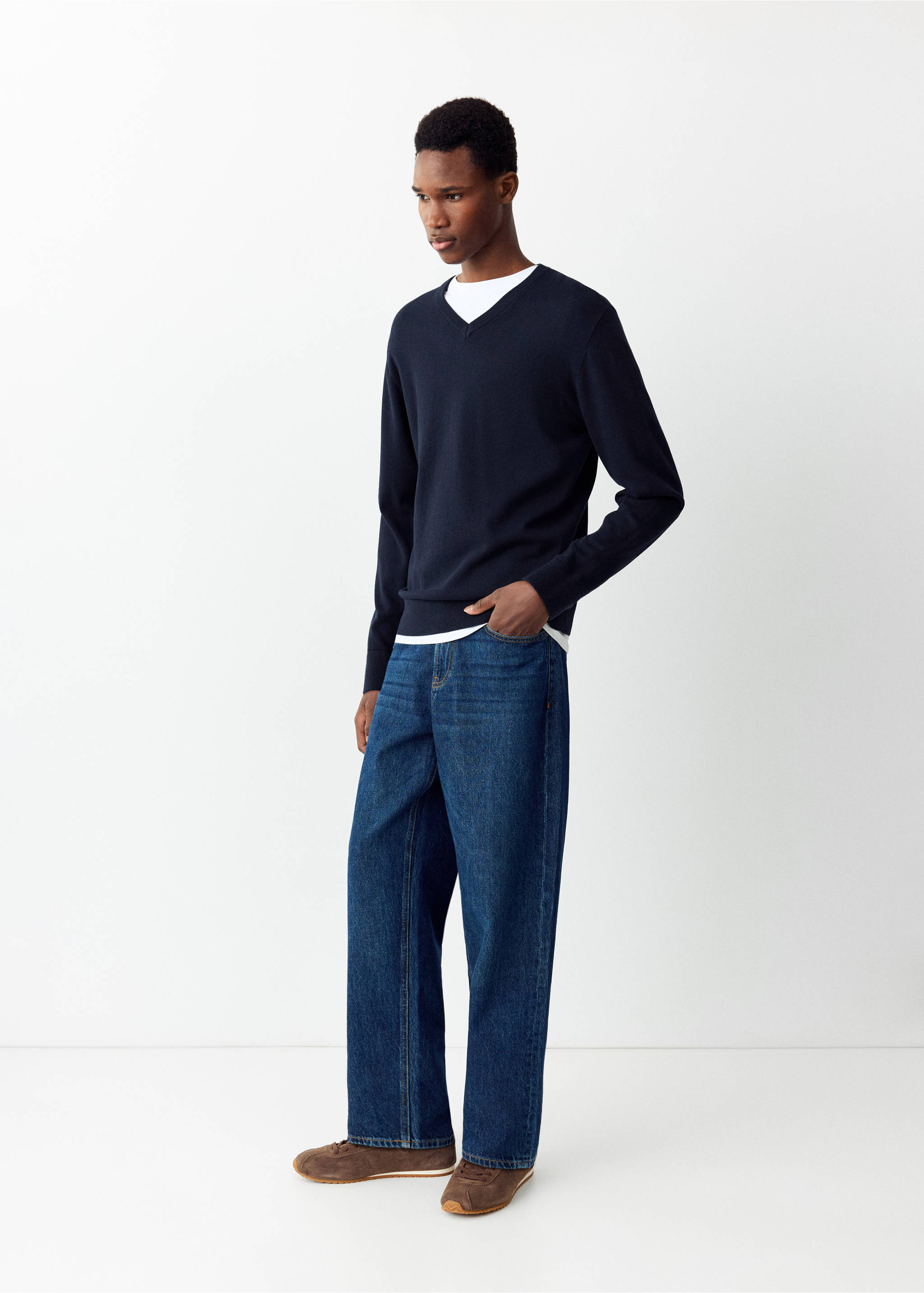 Knitted cotton sweater - General plane, Navy. Ref: 37026005-00.