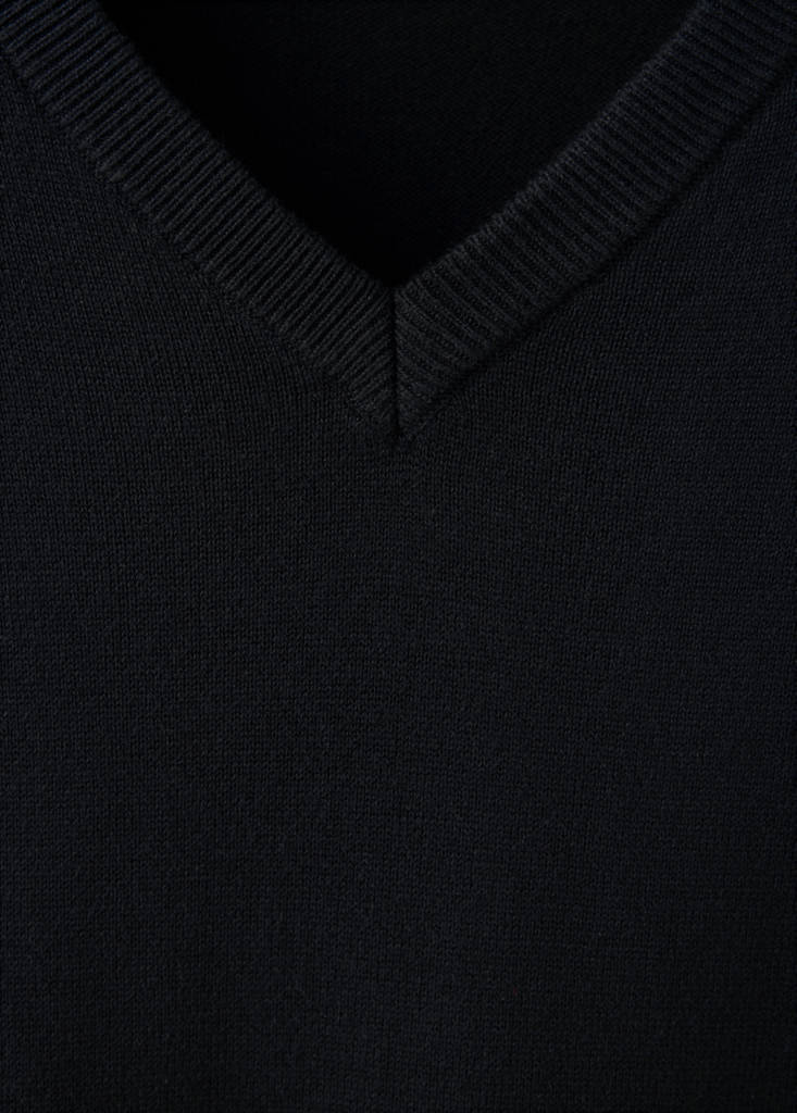 V-neck cotton sweater — Navy