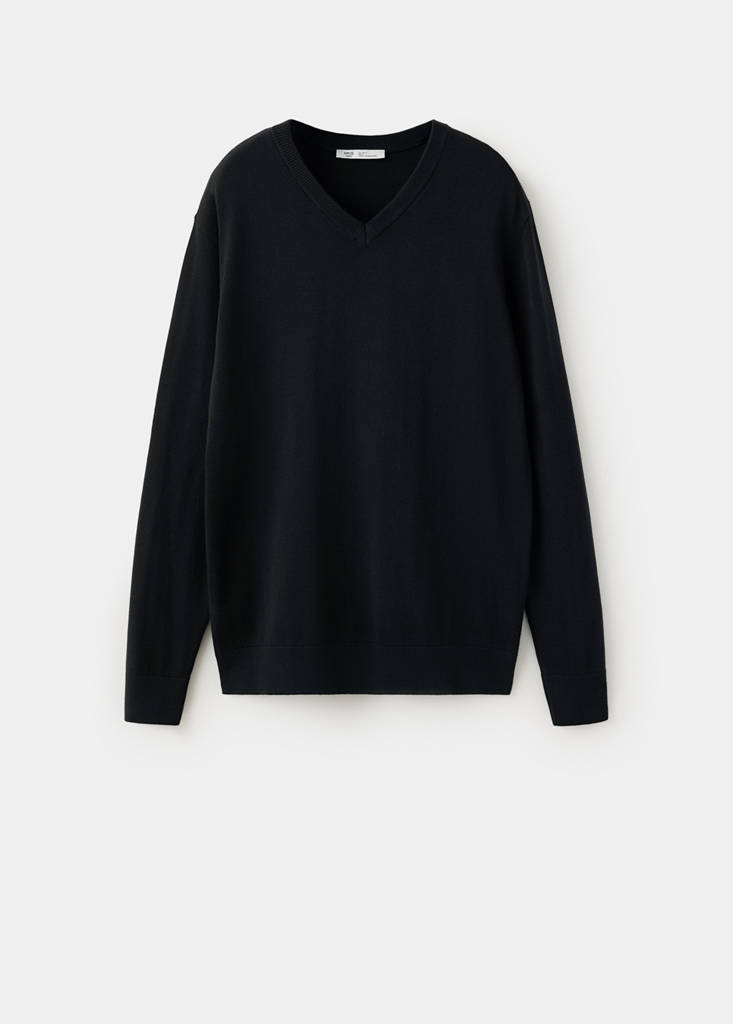 V-neck cotton sweater — Navy