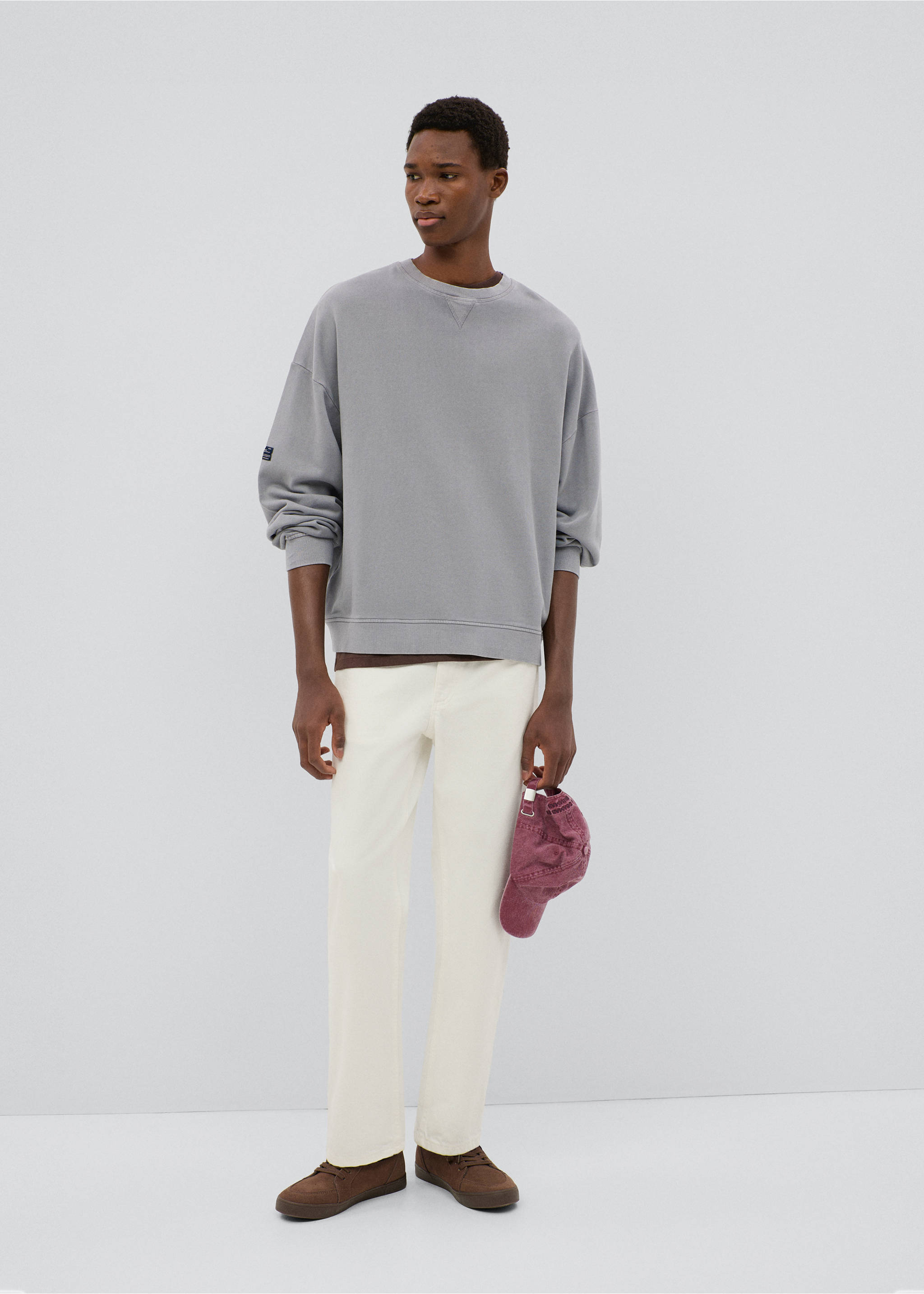 Cotton sweatshirt with patch detail - General plane, Grey. Ref: 37026006-00.