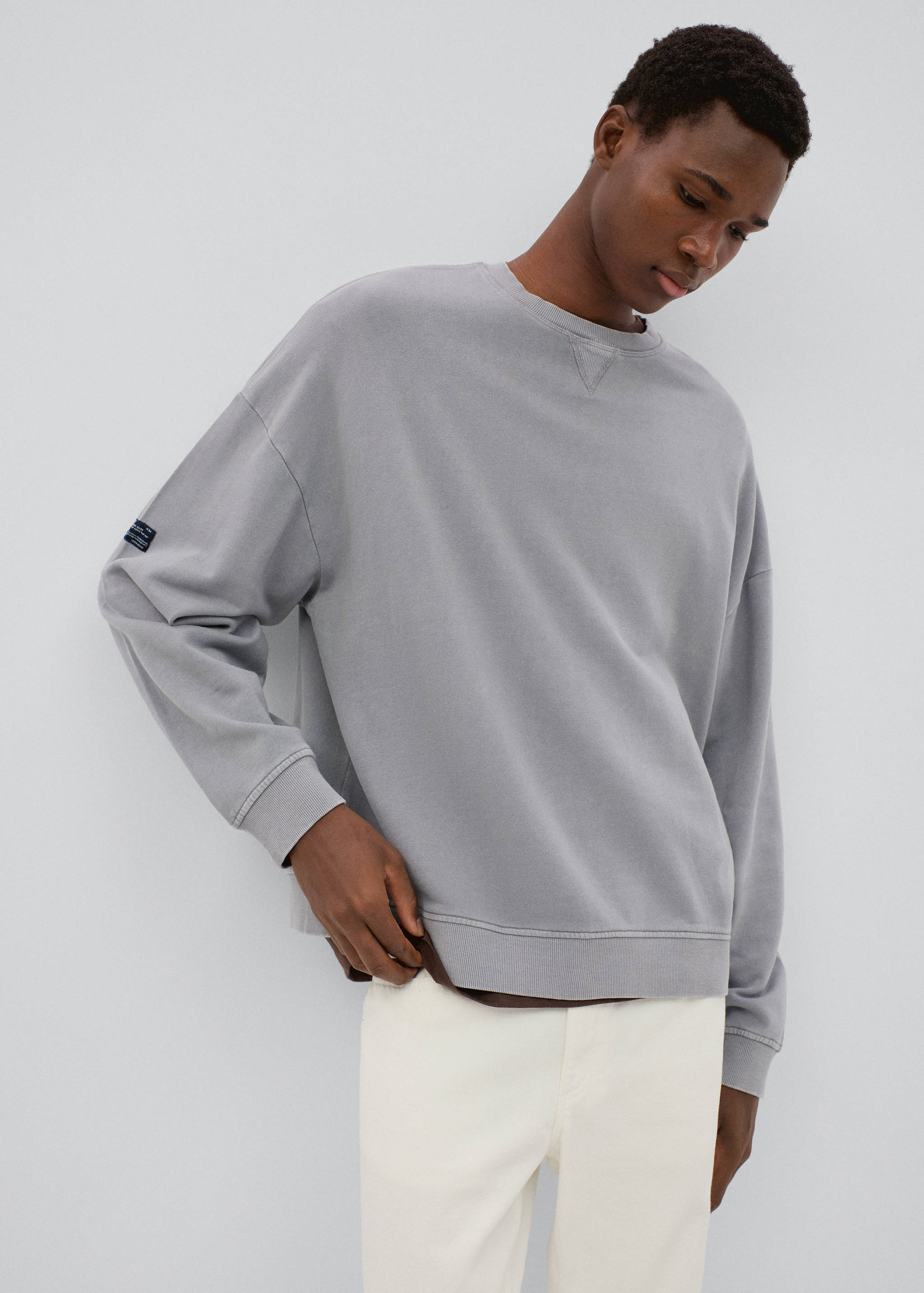 Cotton sweatshirt with patch detail - Medium plane