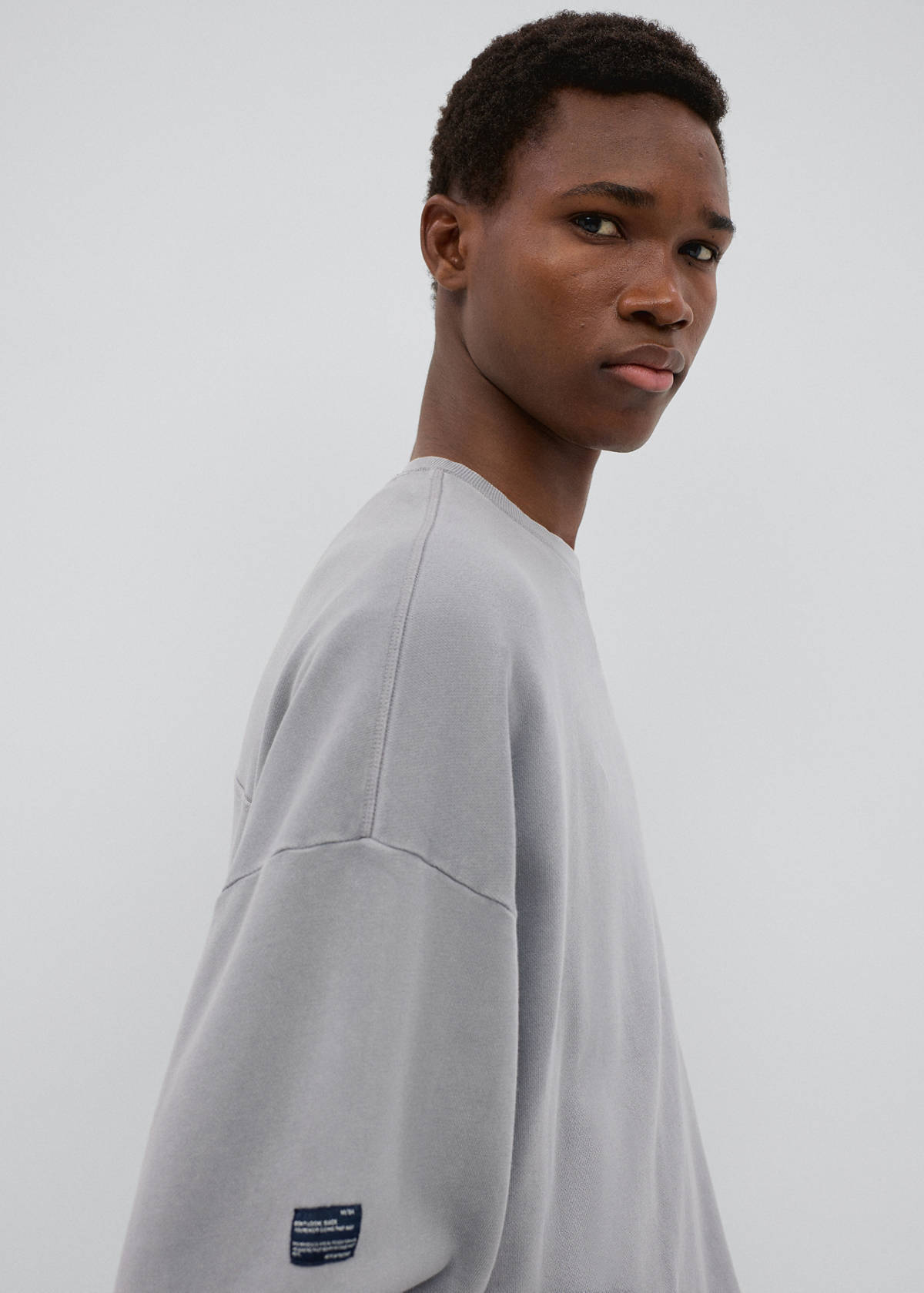 Cotton sweatshirt with patch detail — Grey