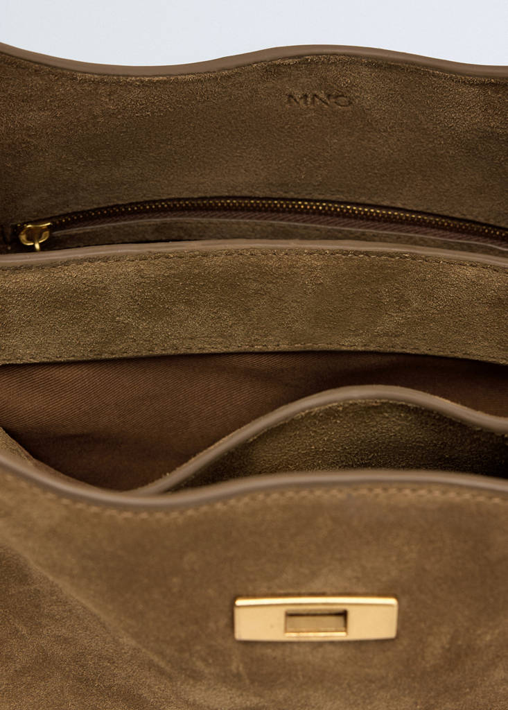 Shoulder bag, leather, charm, mirror — Medium Brown