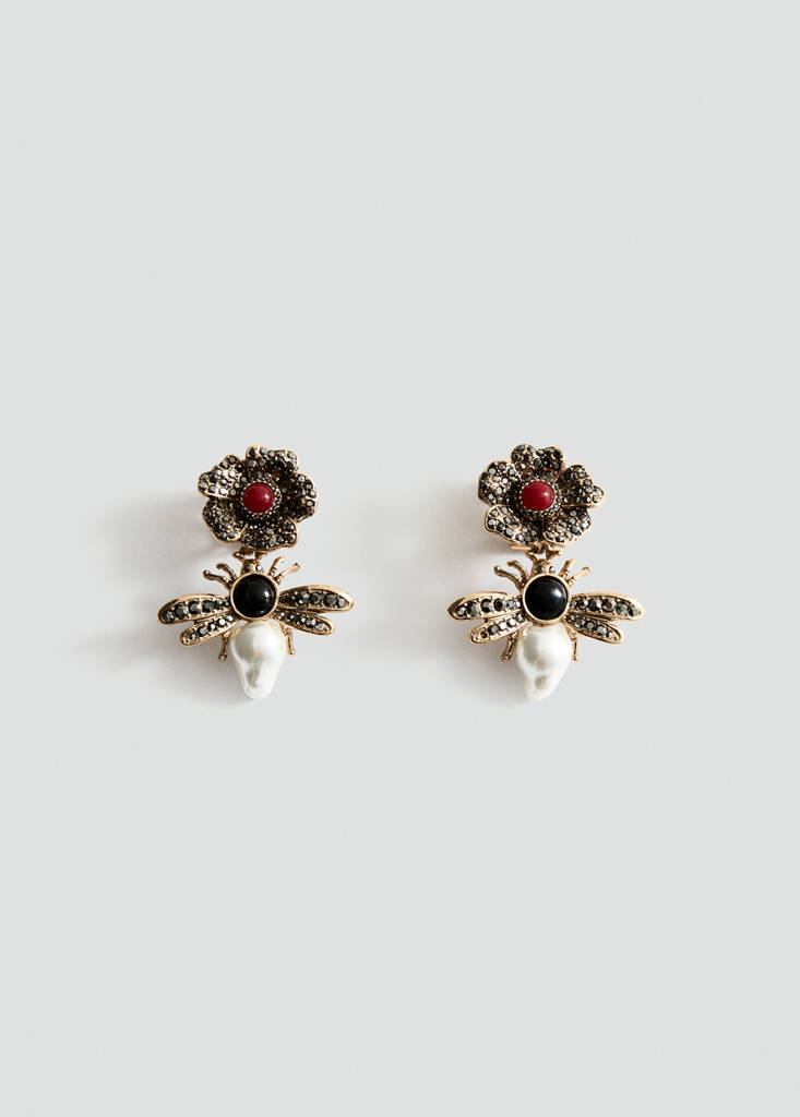 Pendant crystals earrings — Gold