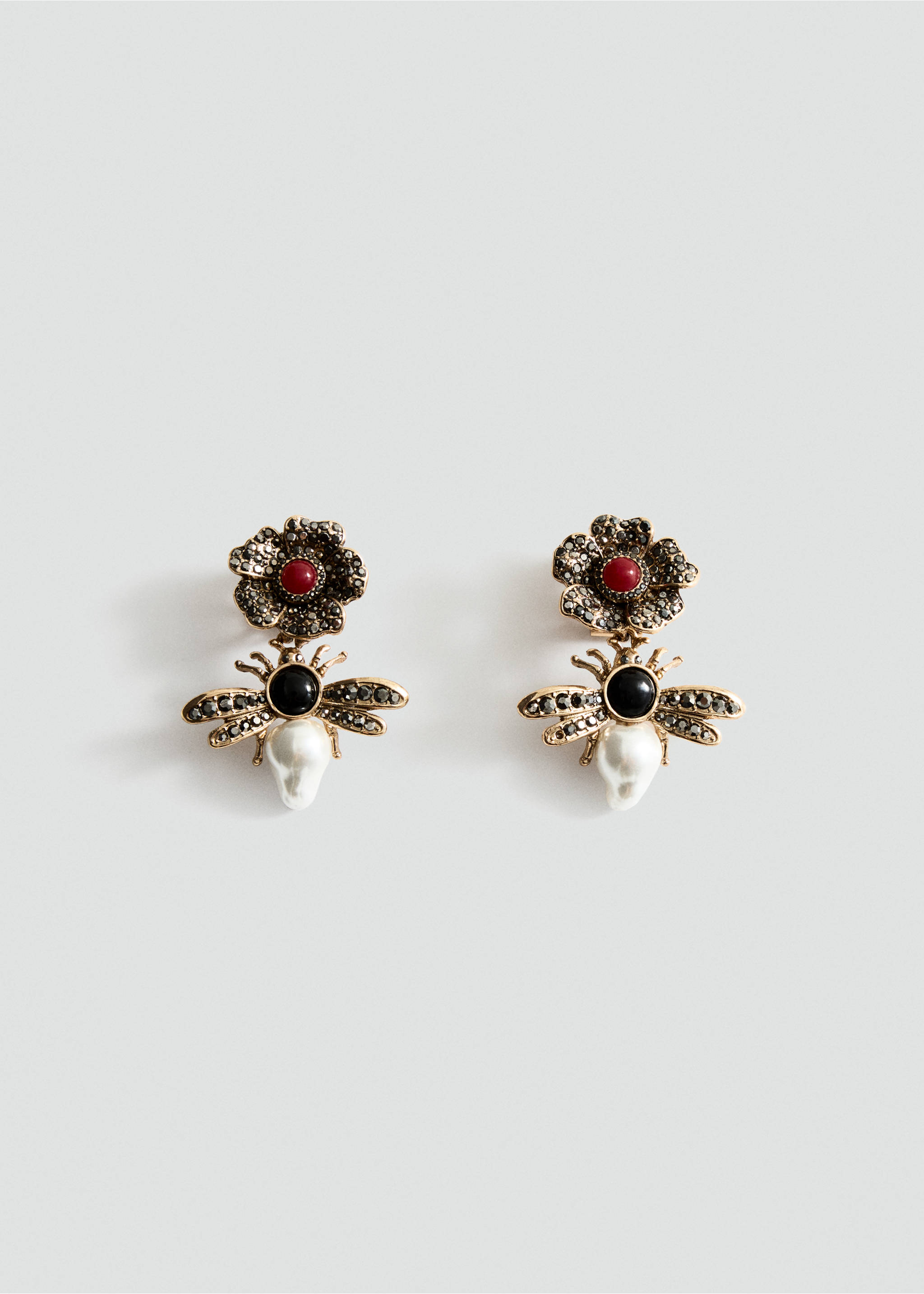 Pendant crystals earrings - Article without model, Gold. Ref: 37026011-00.