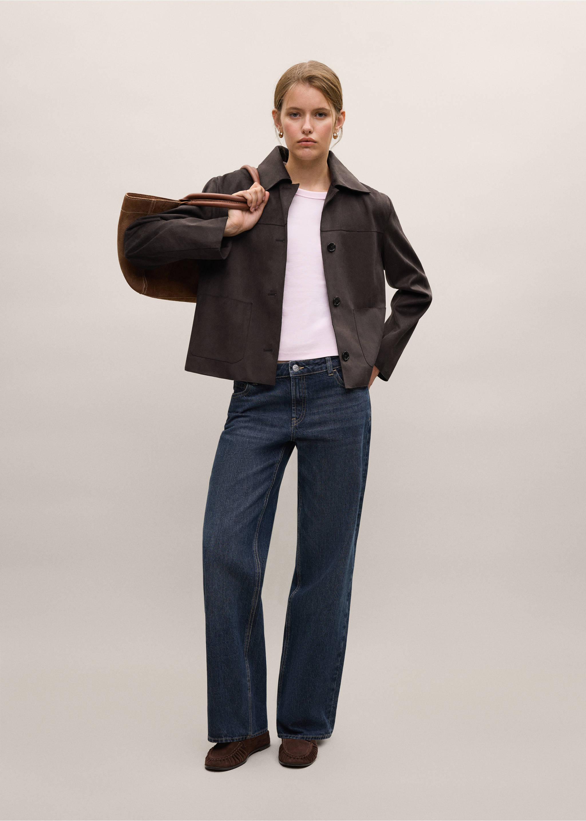 Collared button-up jacket - General plane, Chocolate. Ref: 37026321-00.