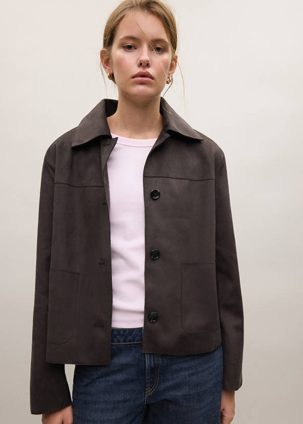 Suede effect jacket — Chocolate