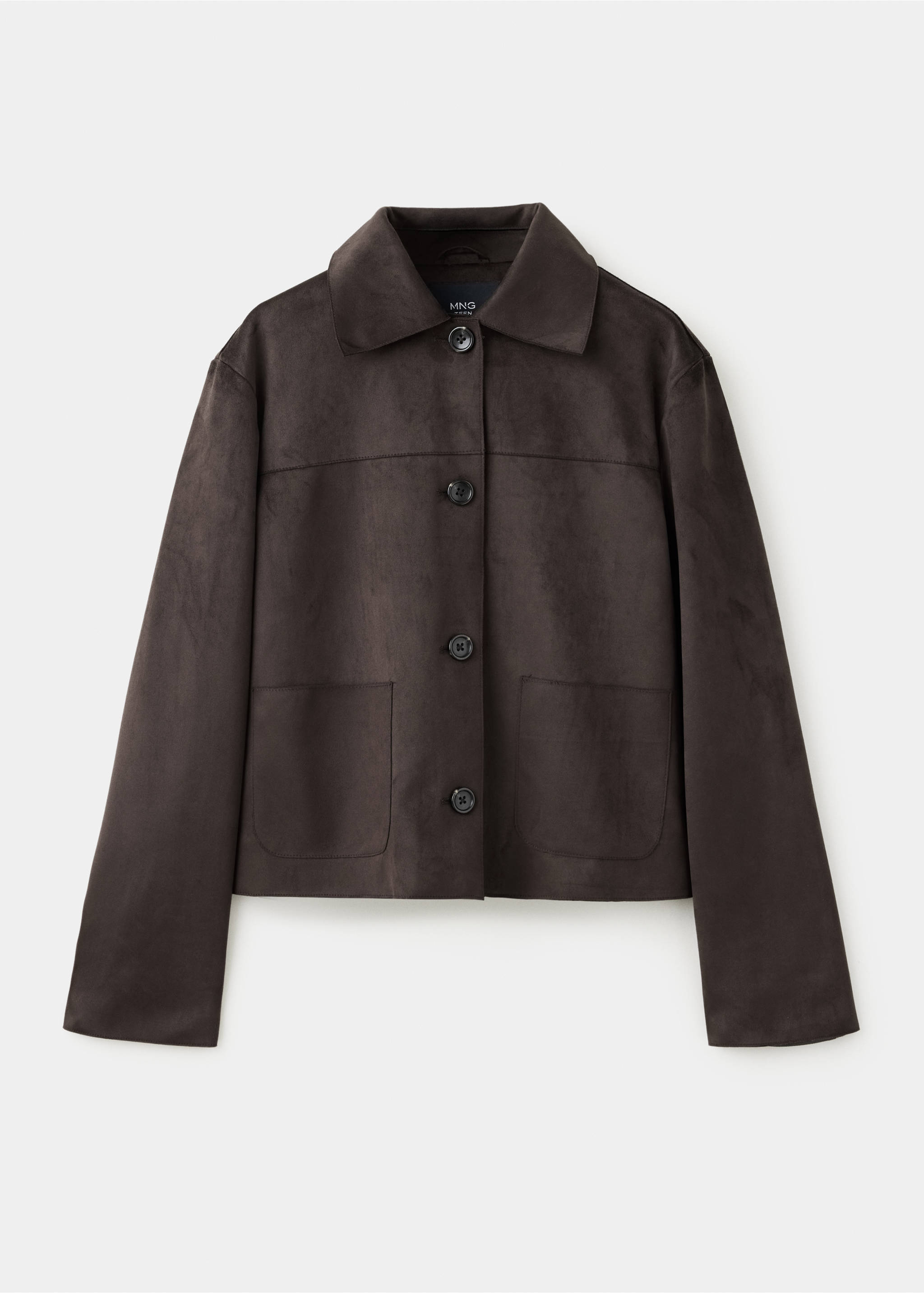 Veste à col chemise avec boutons - Article sans modèle, Chocolat. Ref: 37026321-00.