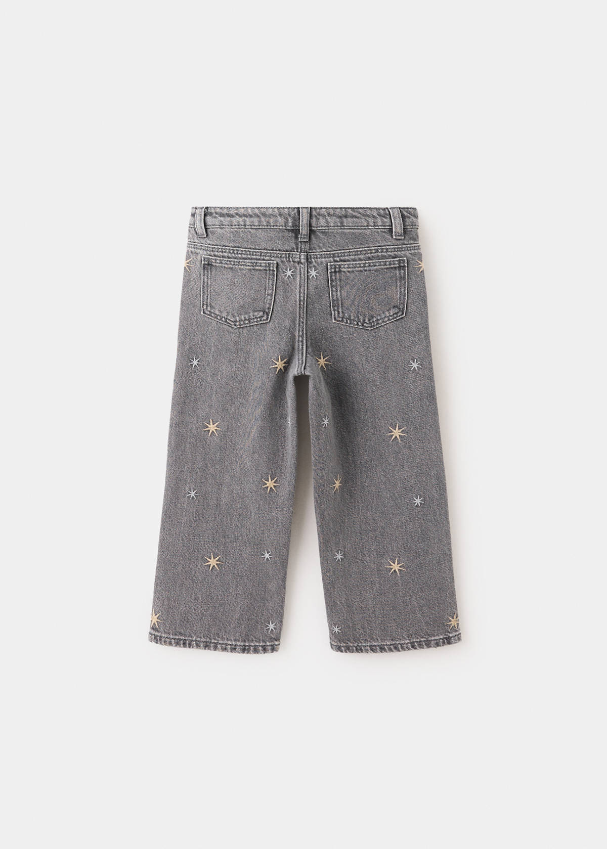 Straight-leg jeans with embroidered stars — Denim Grey