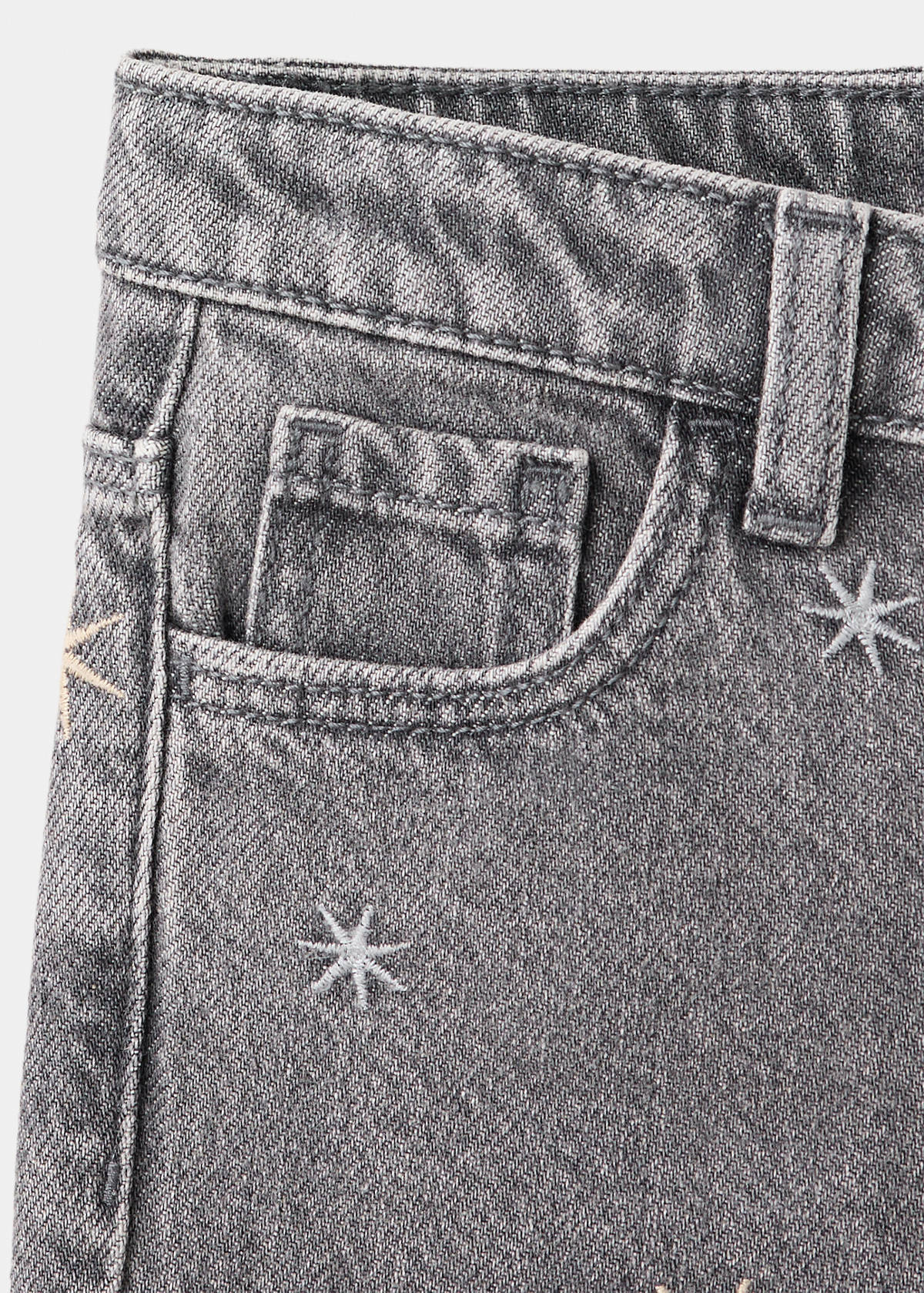 Straight-leg jeans with embroidered stars — Denim Grey