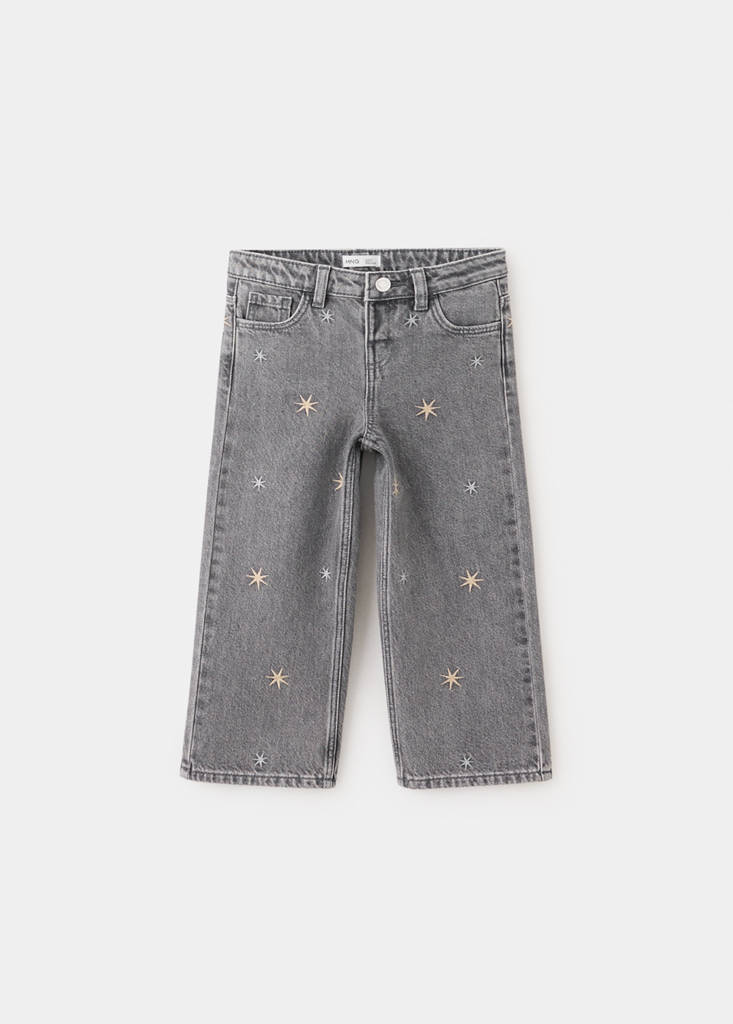 Straight-leg jeans with embroidered stars — Denim Grey