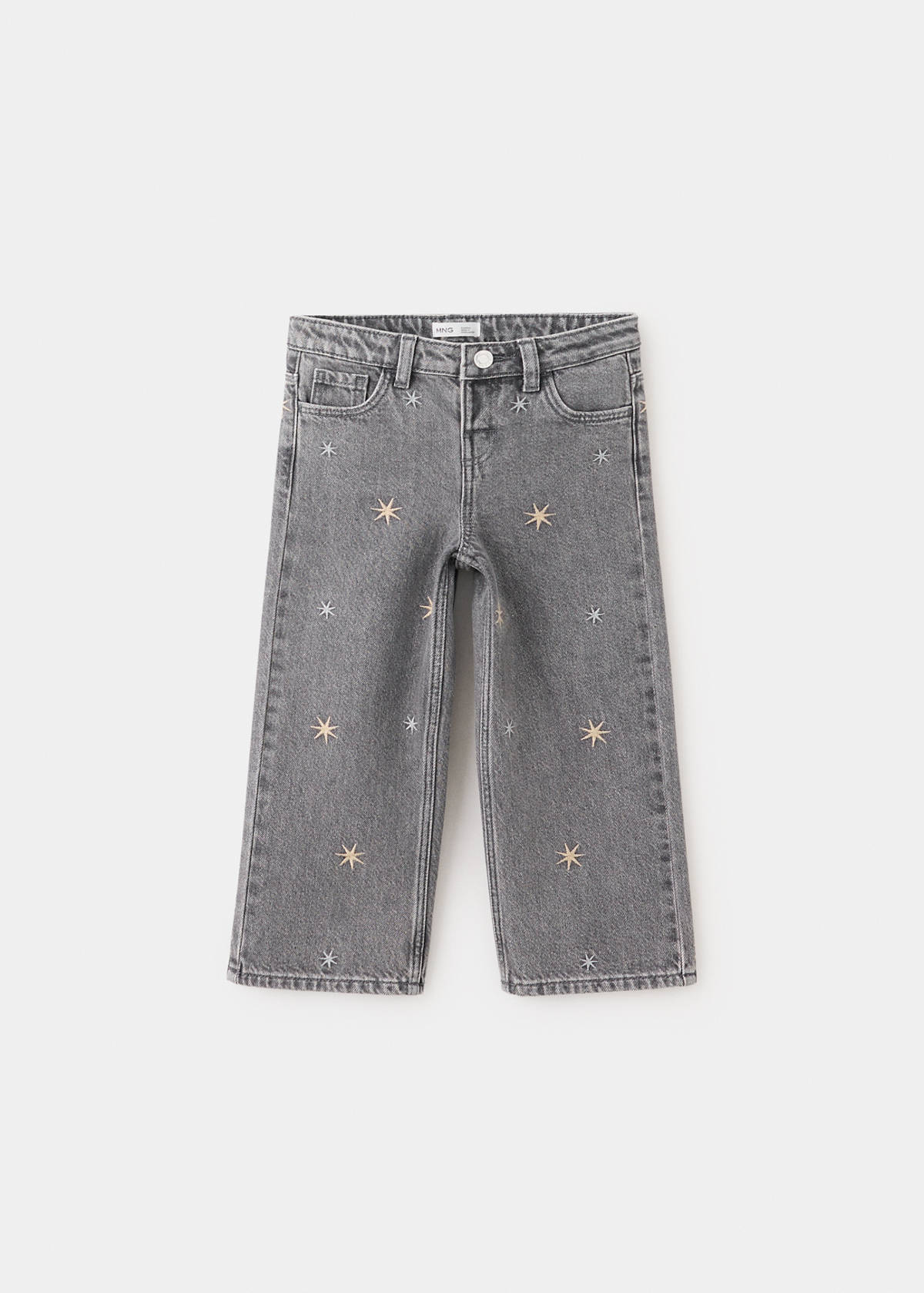Straight-leg jeans with embroidered stars — Denim Grey