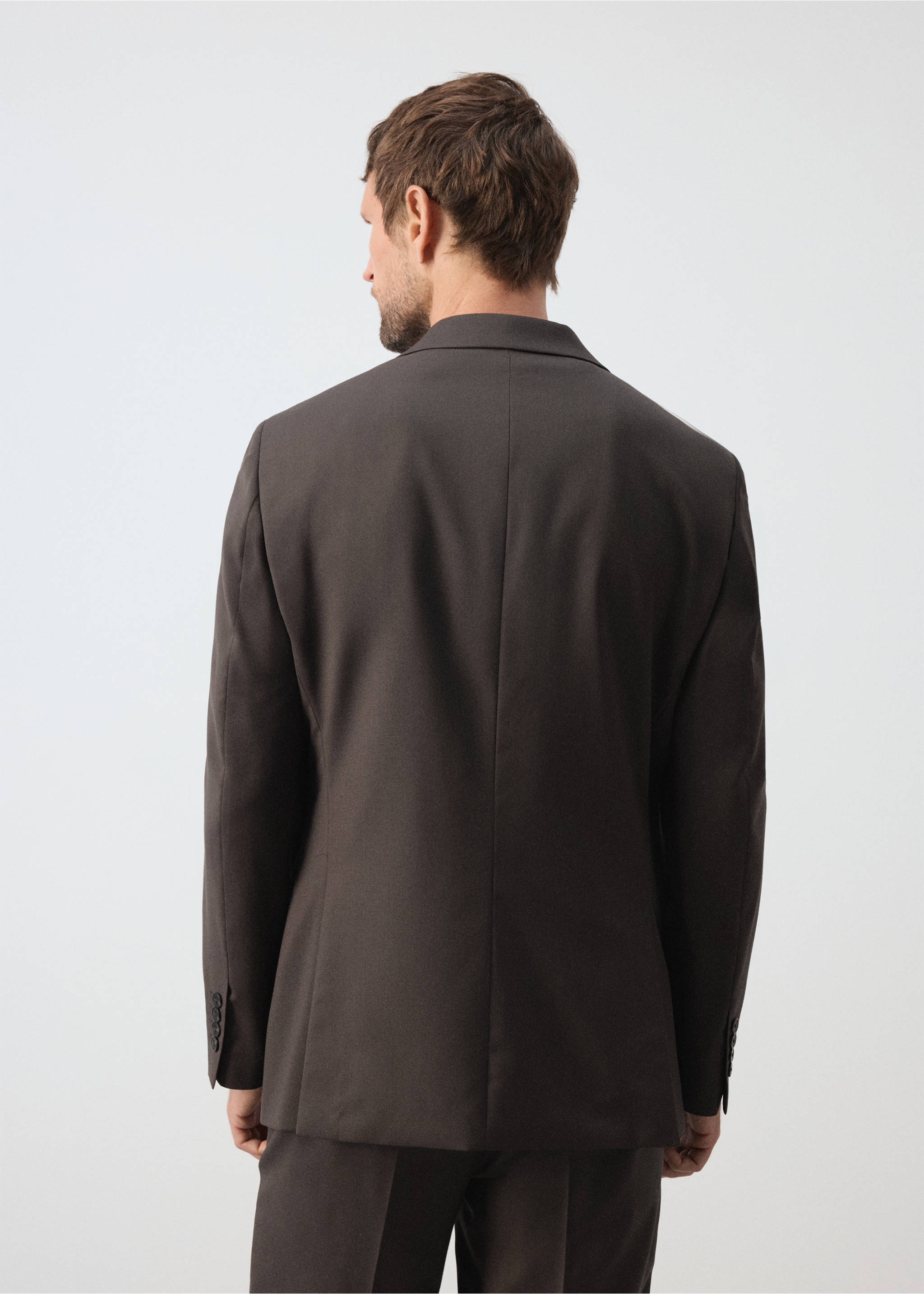 Turin 100% virgin wool suit jacket - Reverse of the article, Brown. Ref: 37026325-00.