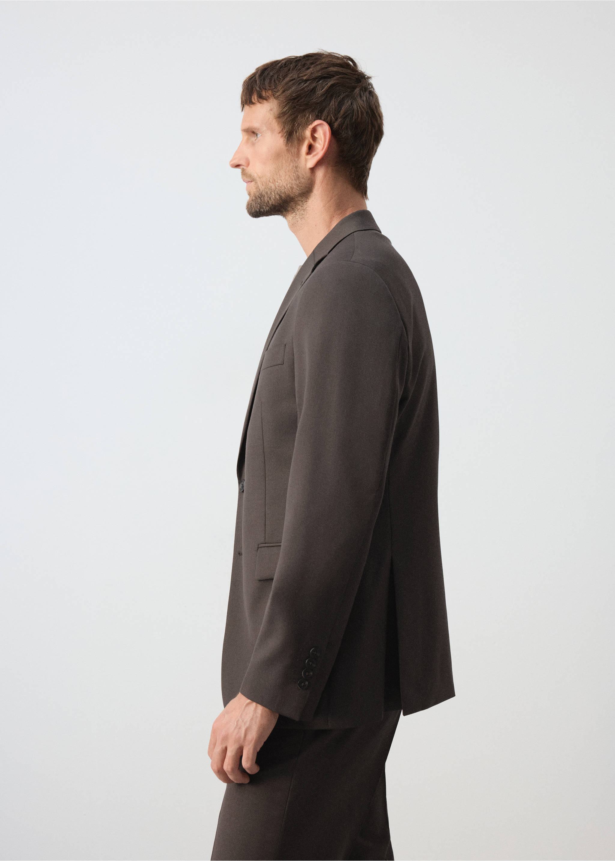 Turin 100% virgin wool suit jacket - Details of the article 2, Brown. Ref: 37026325-00.
