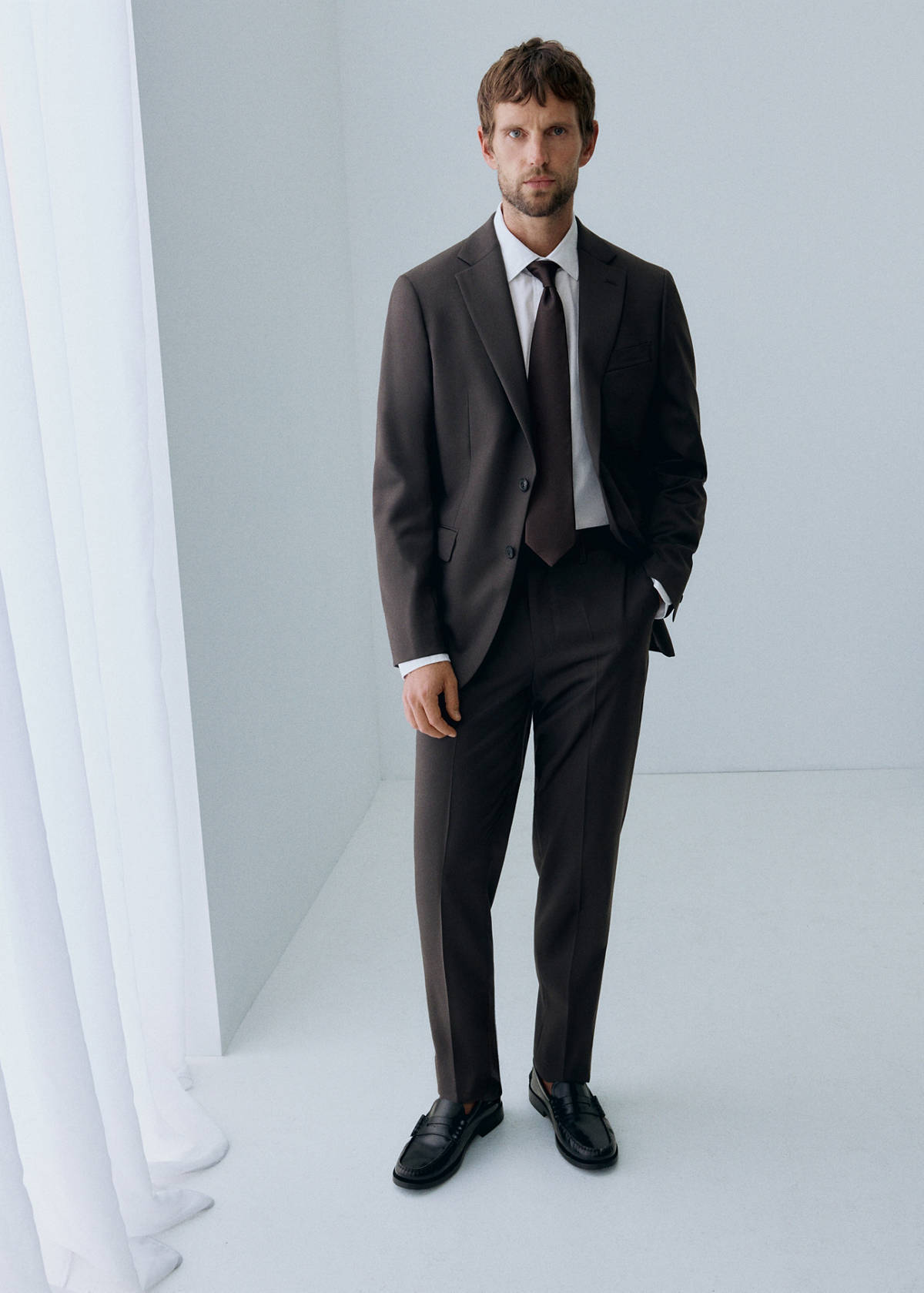 Turin suit jacket, 100% virgin wool, slim fit — Brown
