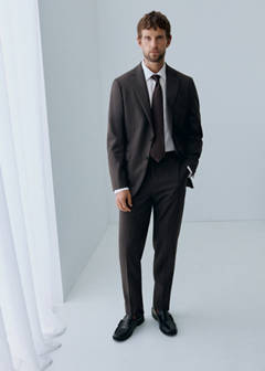 Turin suit jacket, 100% virgin wool, slim fit — Brown 10
