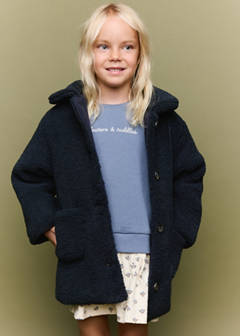 Long shearling coat — Navy 2