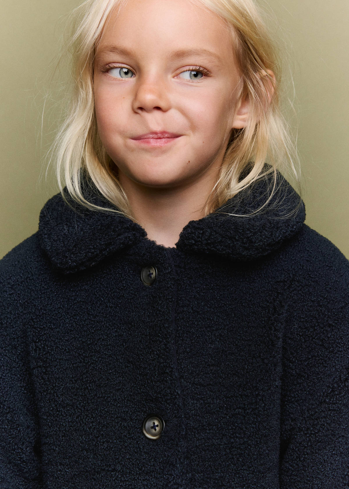 Long shearling coat — Navy
