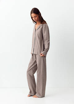 Gingham-check cotton pyjamas — Brown 2