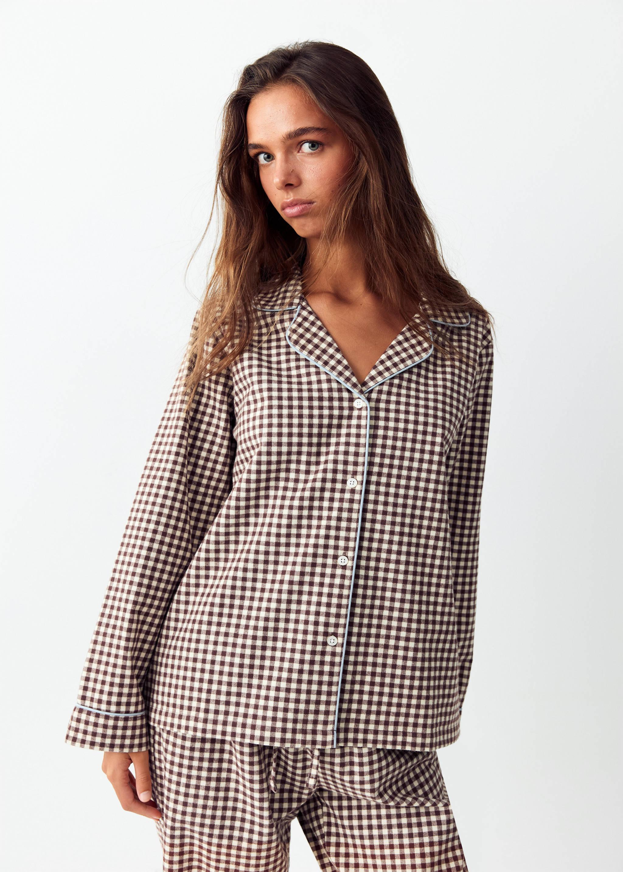 Gingham-check cotton pyjamas - Medium plane