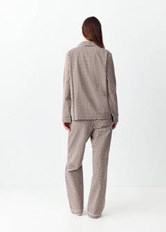 Gingham-check cotton pyjamas — Brown 4