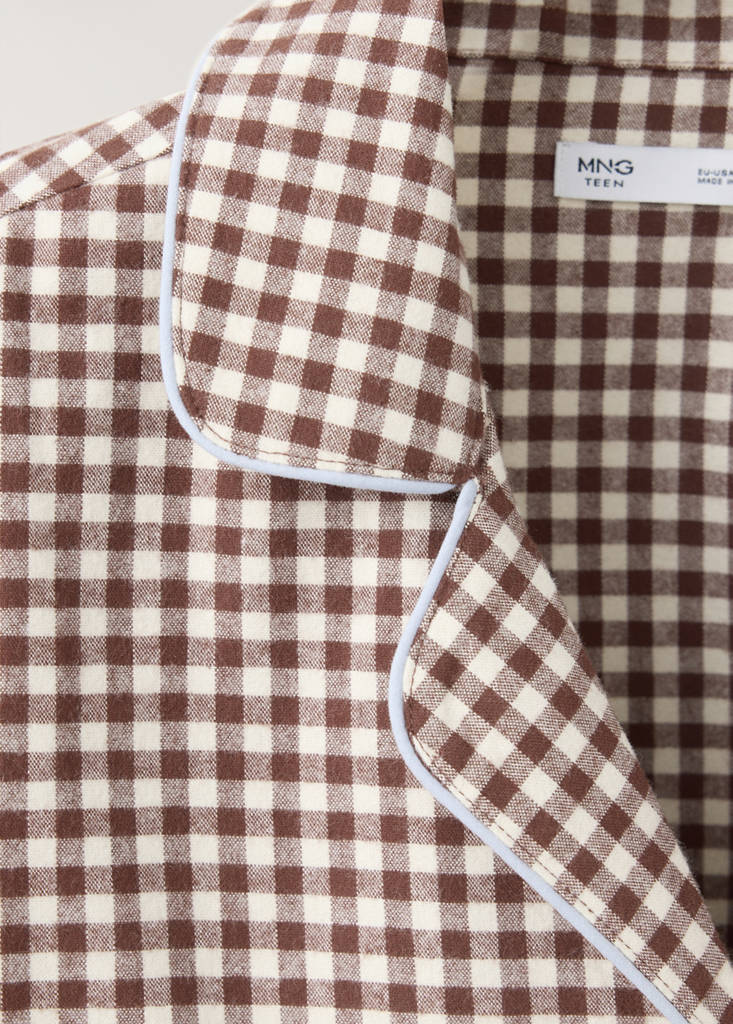 Gingham-check cotton pyjamas — Brown