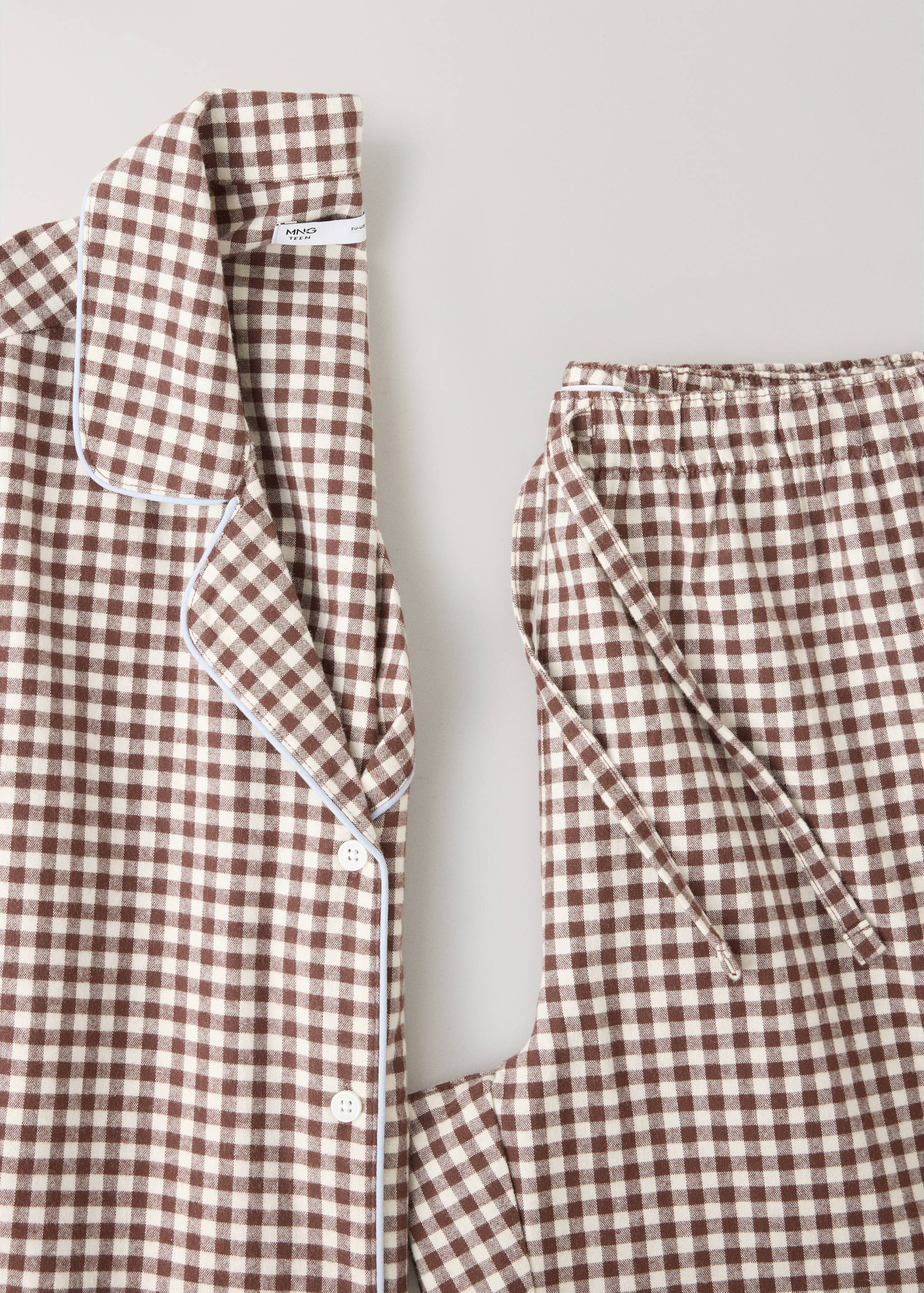 Gingham-check cotton pyjamas - Details of the article 0