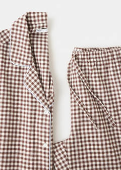Gingham-check cotton pyjamas — Brown 7