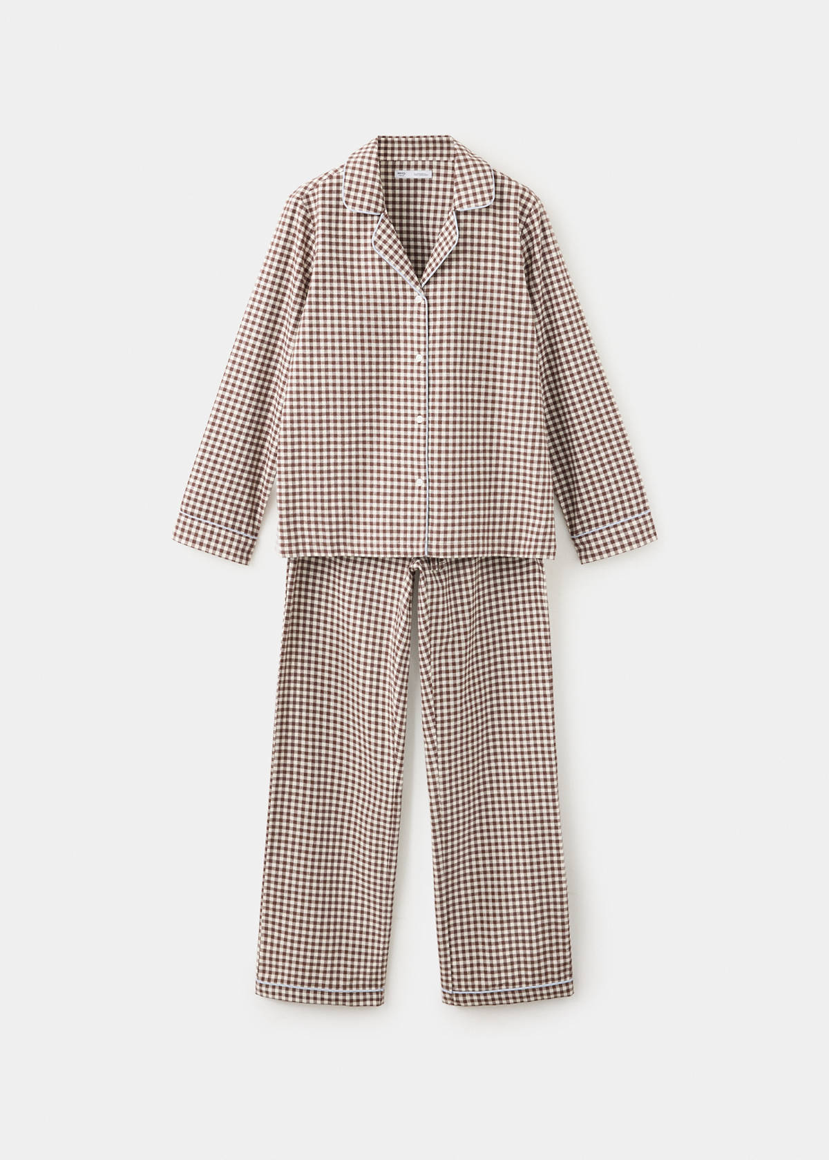 Gingham-check cotton pyjamas — Brown