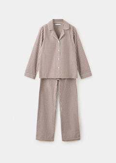 Gingham-check cotton pyjamas — Brown 5