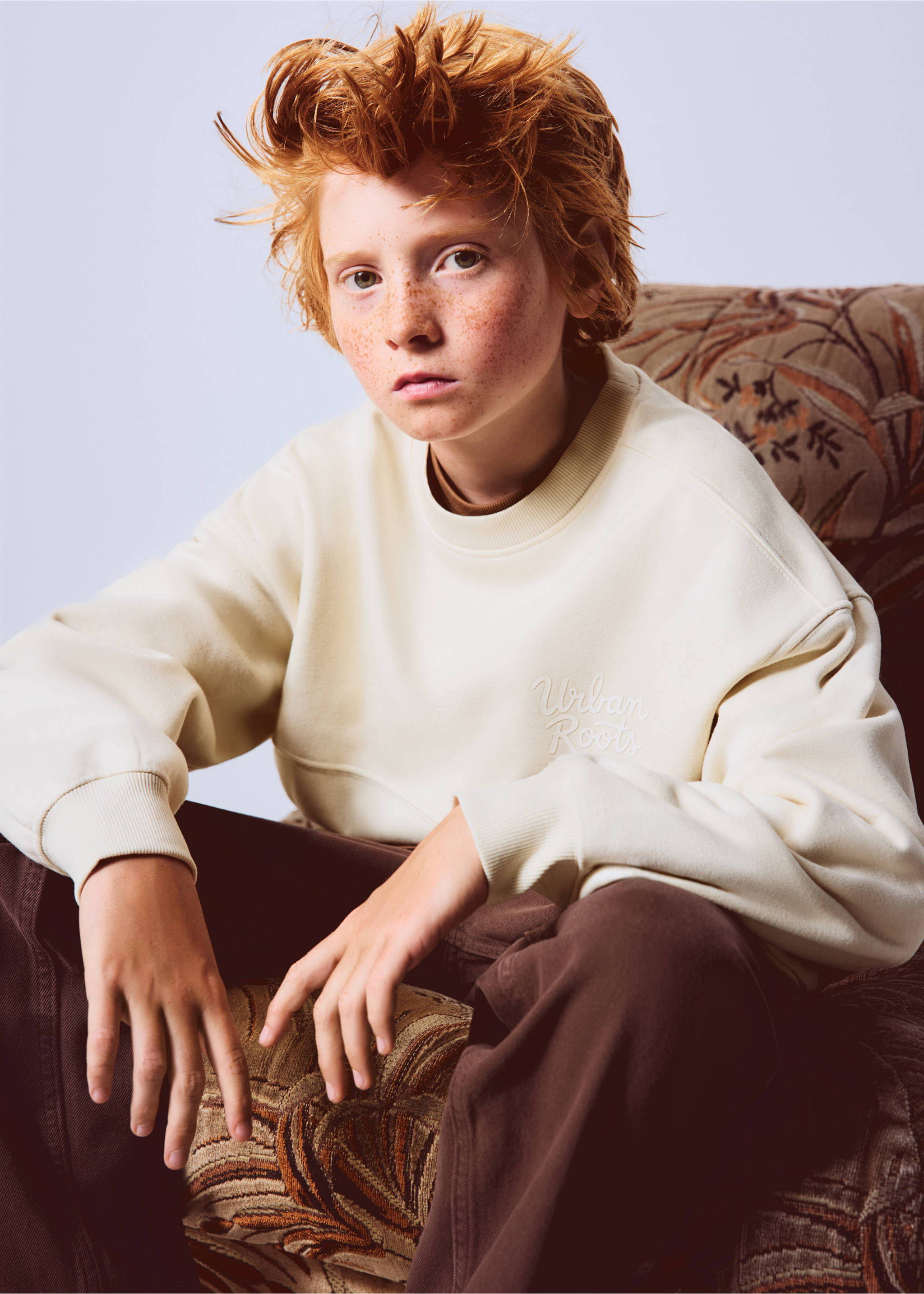 Printed cotton sweatshirt - General plane, Ecru. Ref: 37026331-00.