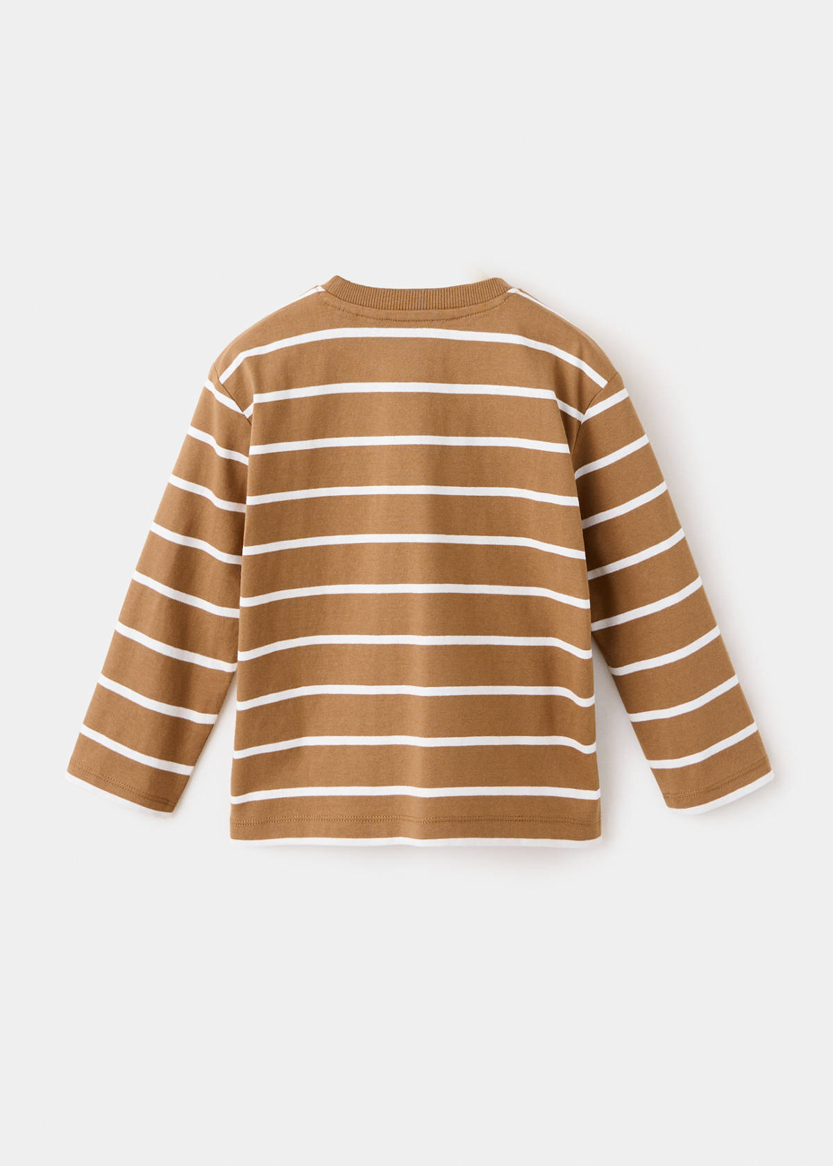 Striped cotton T-shirt — Caramel