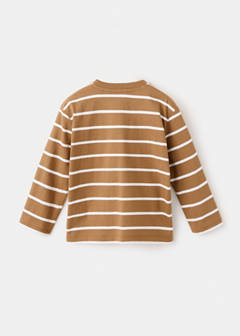 Striped cotton T-shirt — Caramel 6