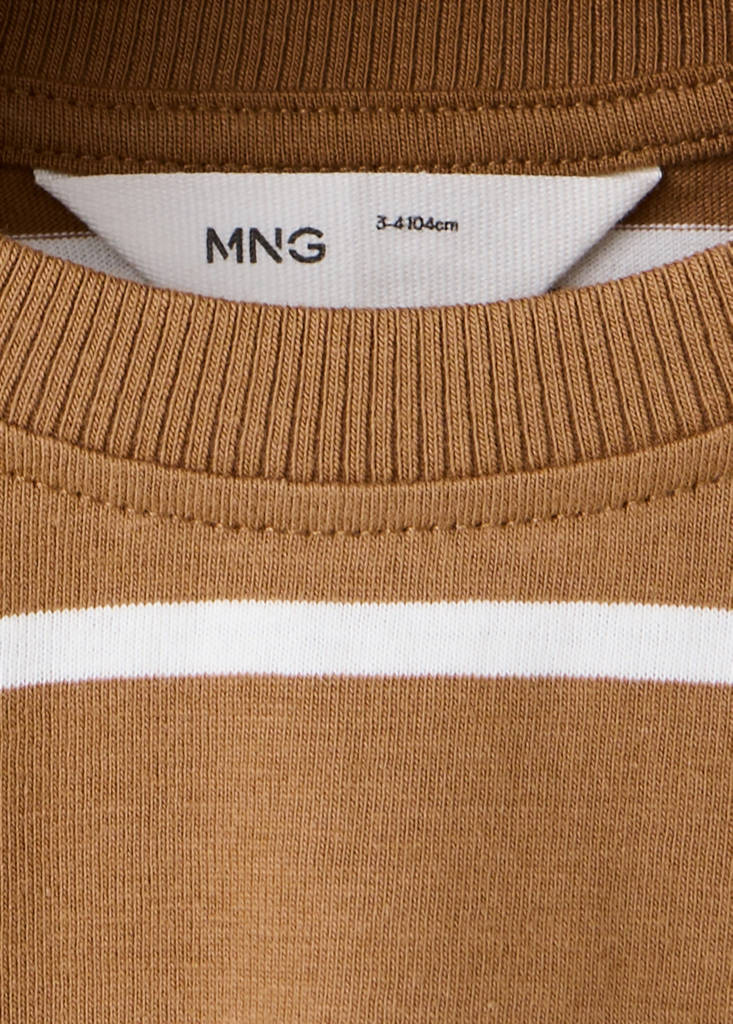 Striped cotton T-shirt — Caramel