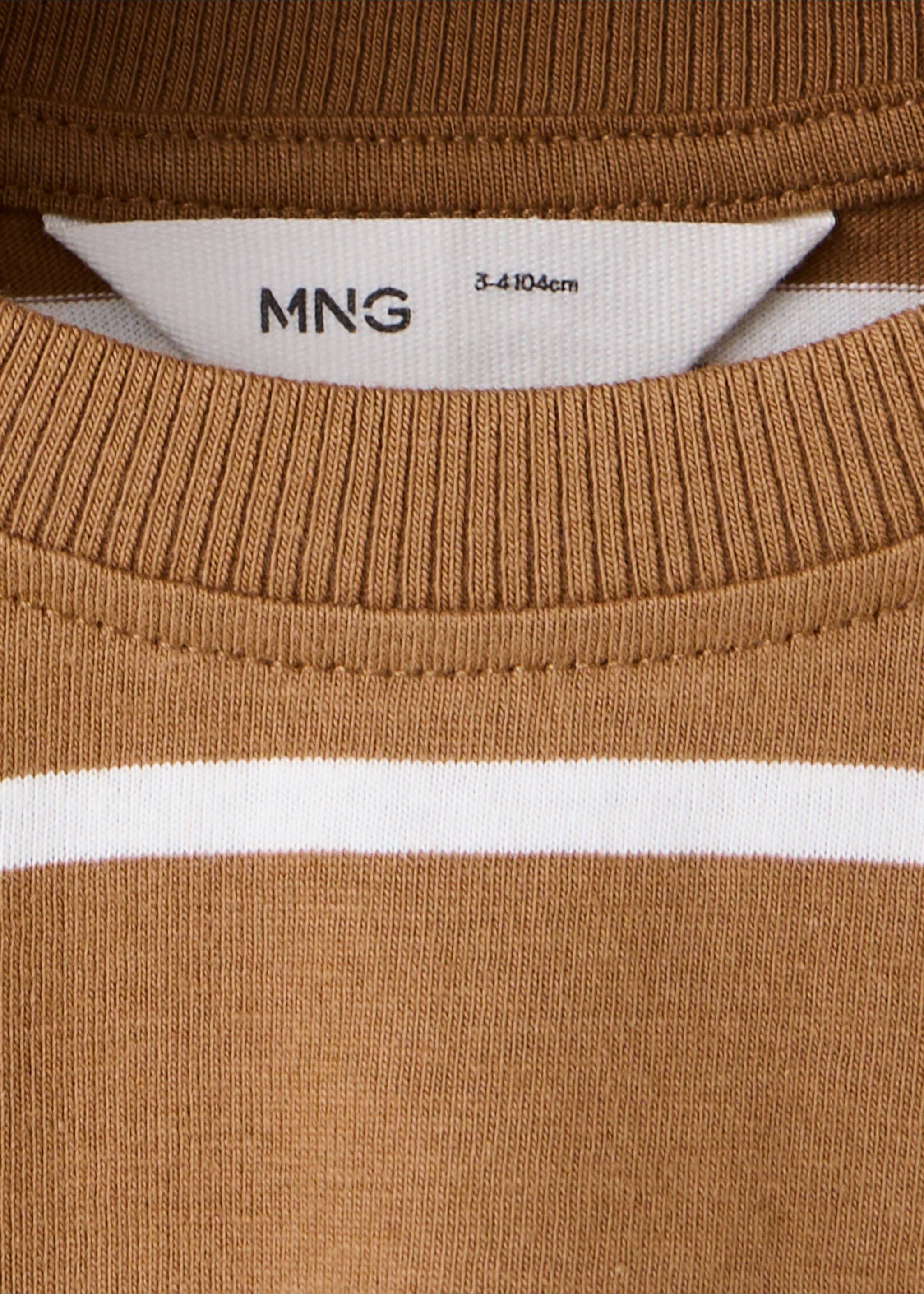 Striped cotton T-shirt - Details of the article 8, Caramel. Ref: 37026333-00.