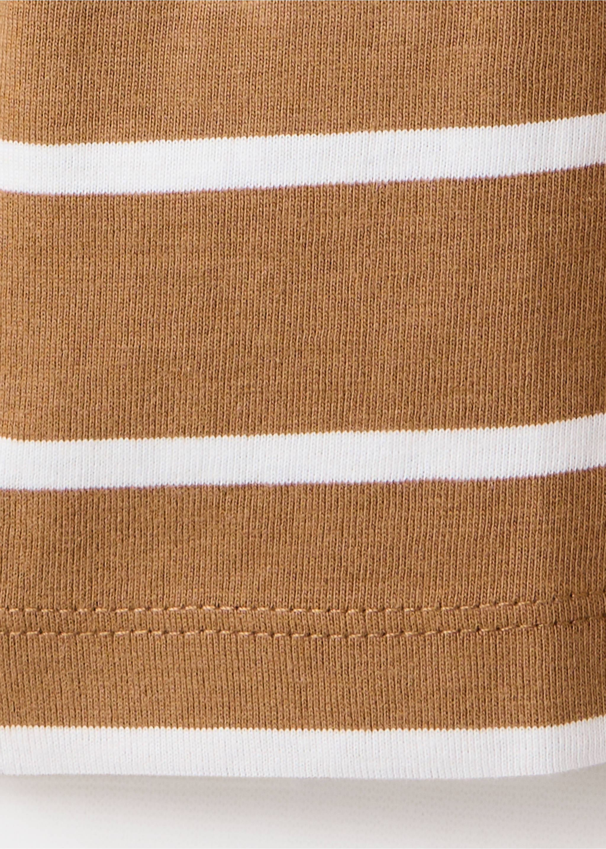 Striped cotton T-shirt - Details of the article 0, Caramel. Ref: 37026333-00.