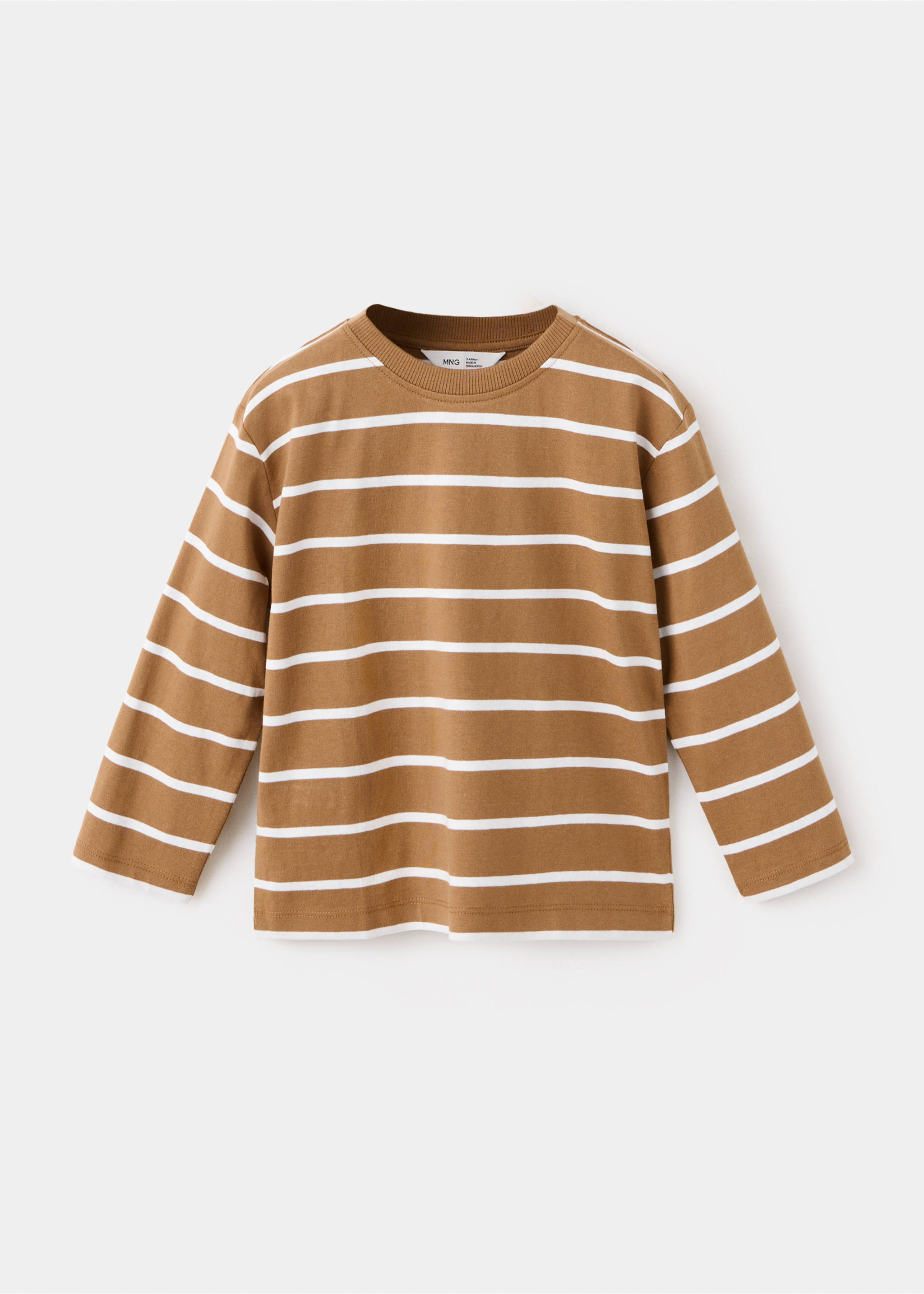 Striped cotton T-shirt - Article without model, Caramel. Ref: 37026333-00.