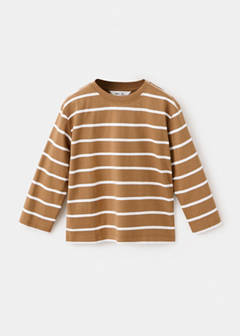 Striped cotton T-shirt — Caramel 3