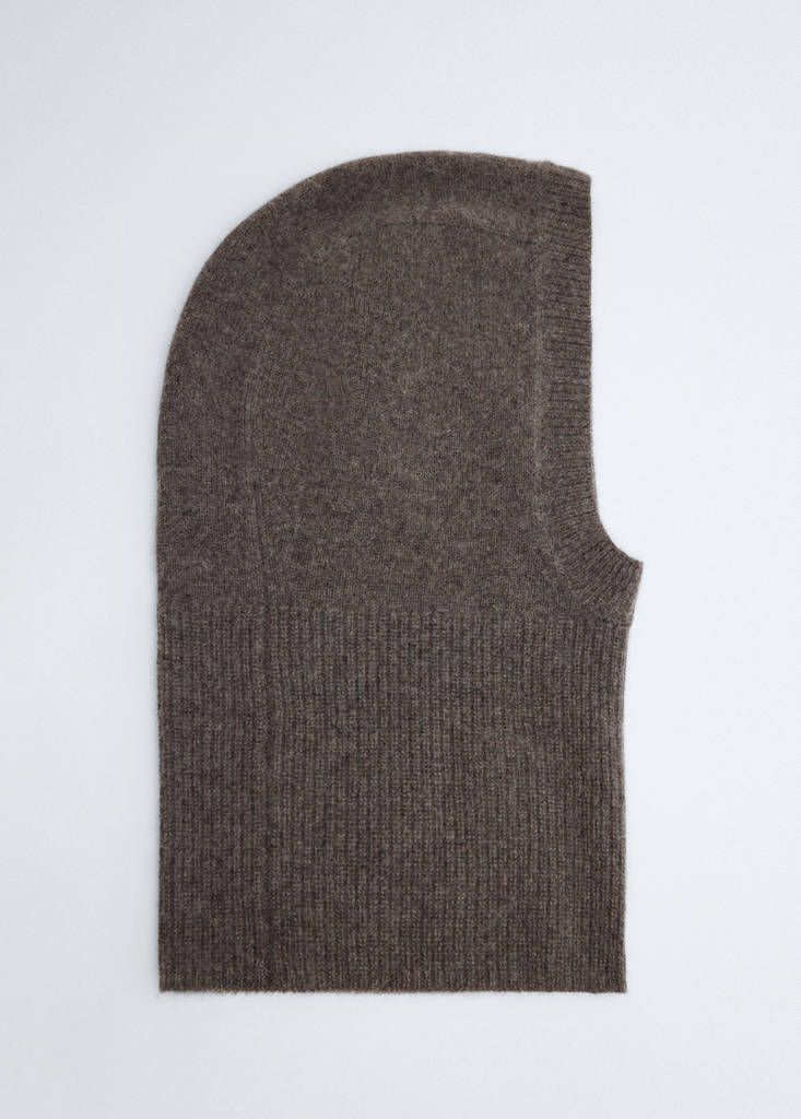 Knitted cashmere wool balaclava — Medium Brown