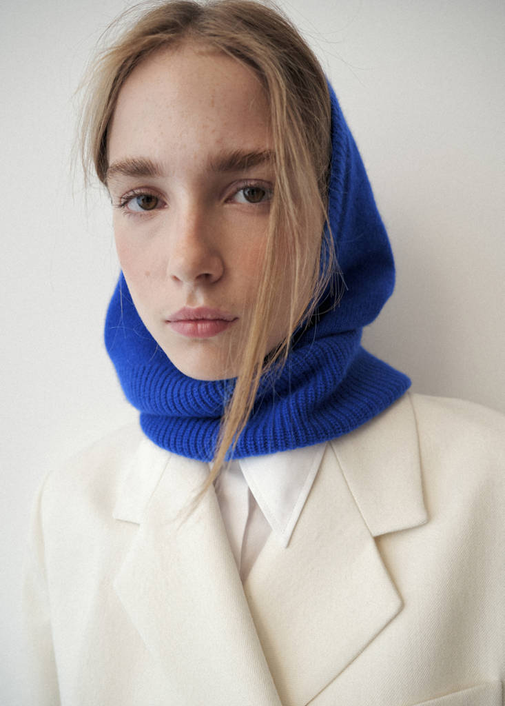 Knitted cashmere wool balaclava — Blue