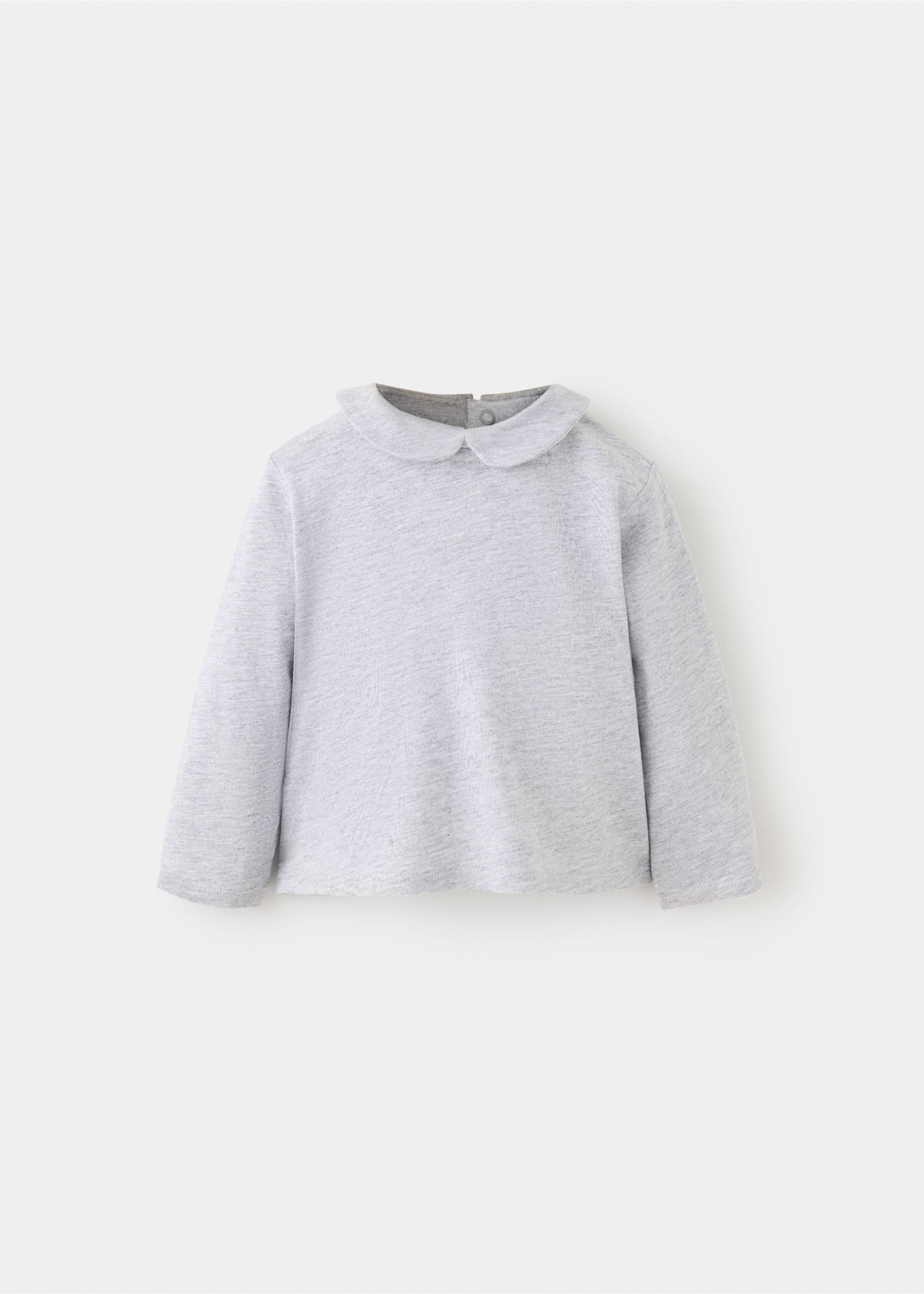 Cotton baby collar T-shirt - Article without model, Medium Heather Grey. Ref: 37026339-00.