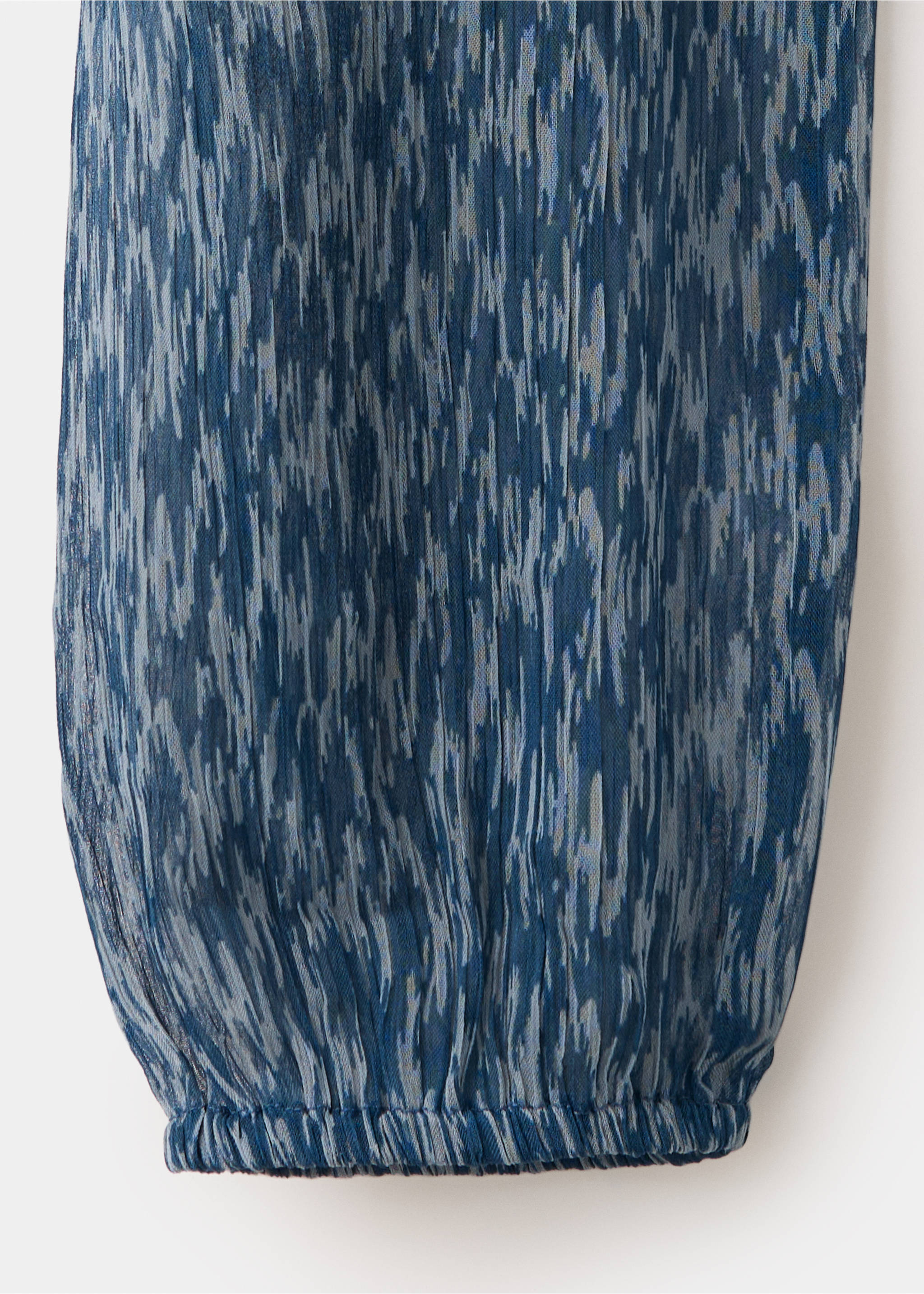 Flowy printed blouse with tie detail - Details of the article 0, Petrol Blue. Ref: 37026342-00.