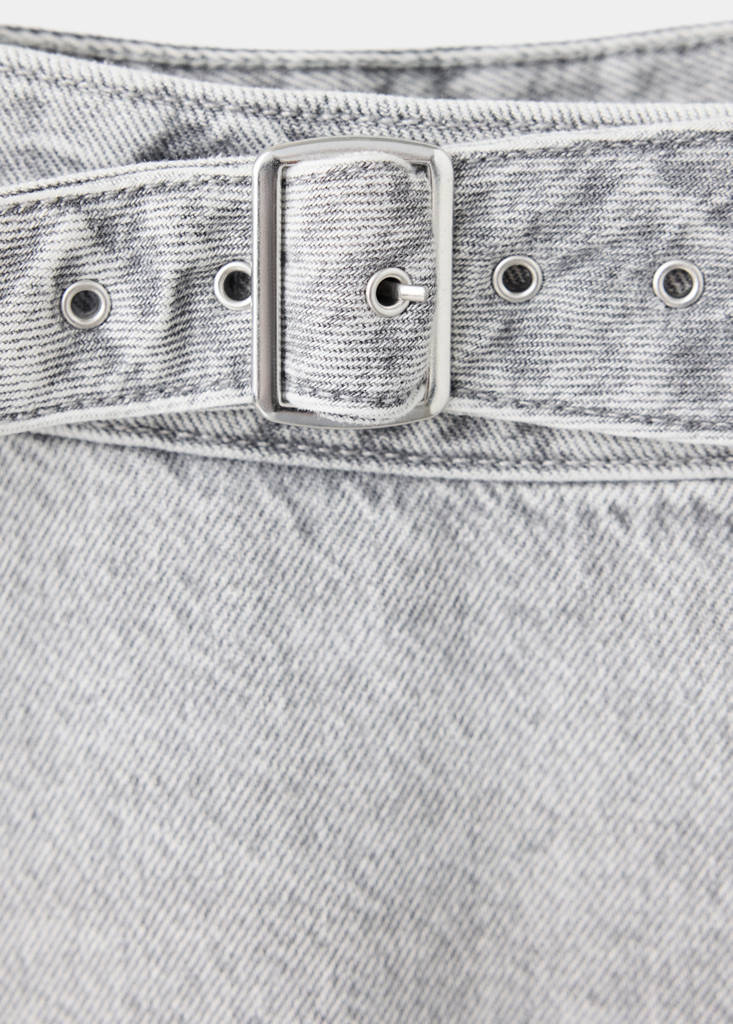 Low-waist jeans with belt detail — Denim Grey