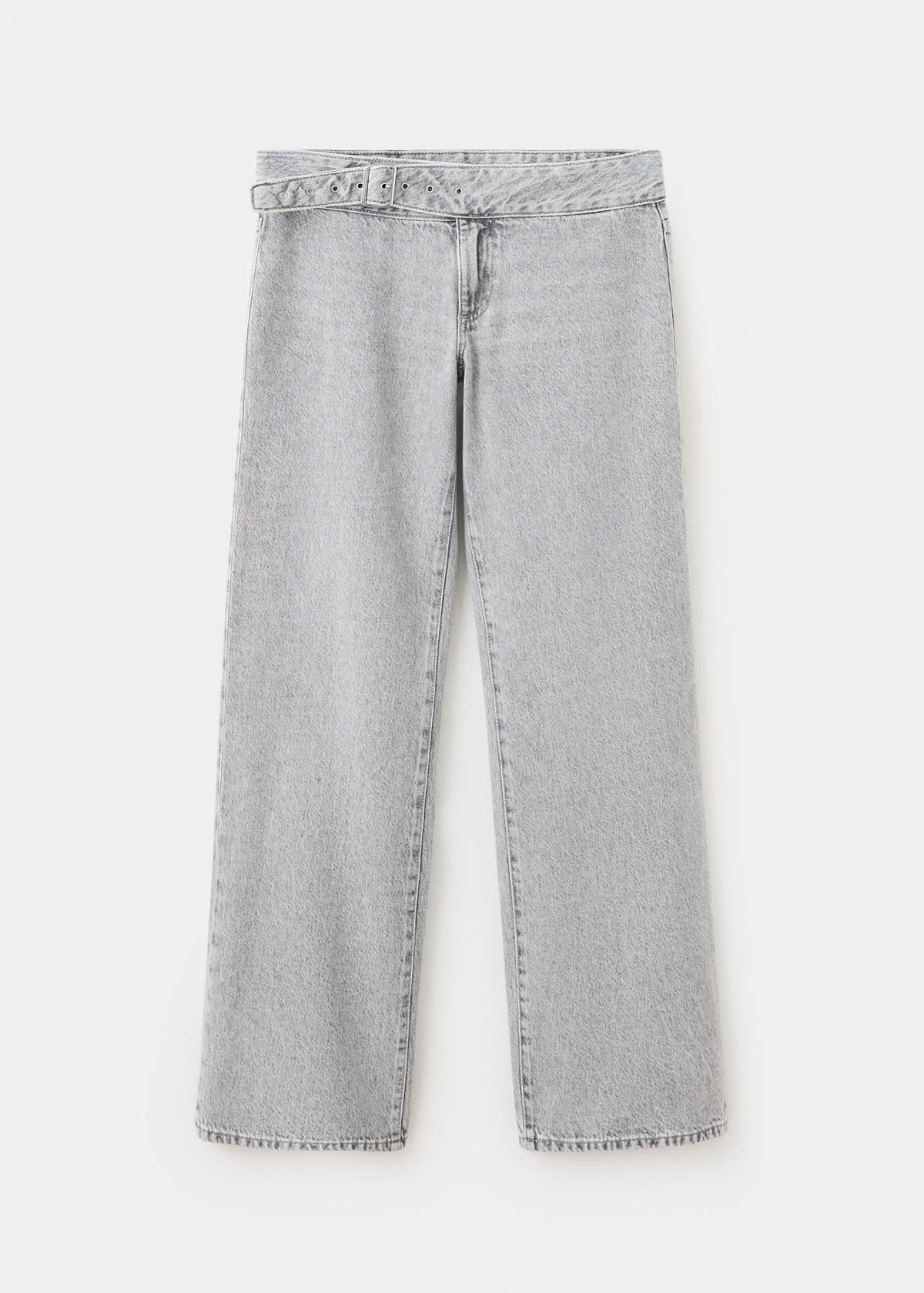 Low-rise jeans with belt — Denim Grey