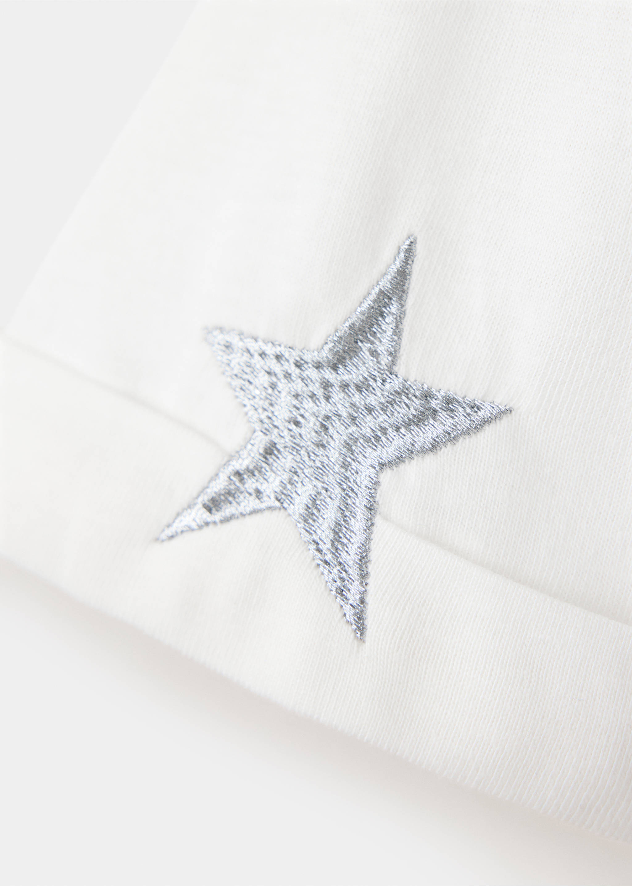 Cotton T-shirt with embroidered star detail - Details of the article 8, Off White. Ref: 37026347-00.