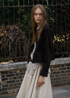 Suede jacket with strap collar — Grey 1