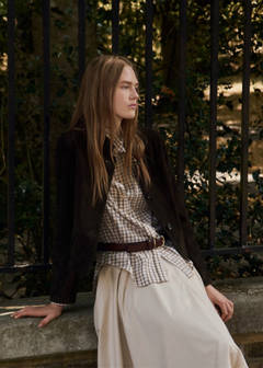 Suede jacket with strap collar — Grey 4