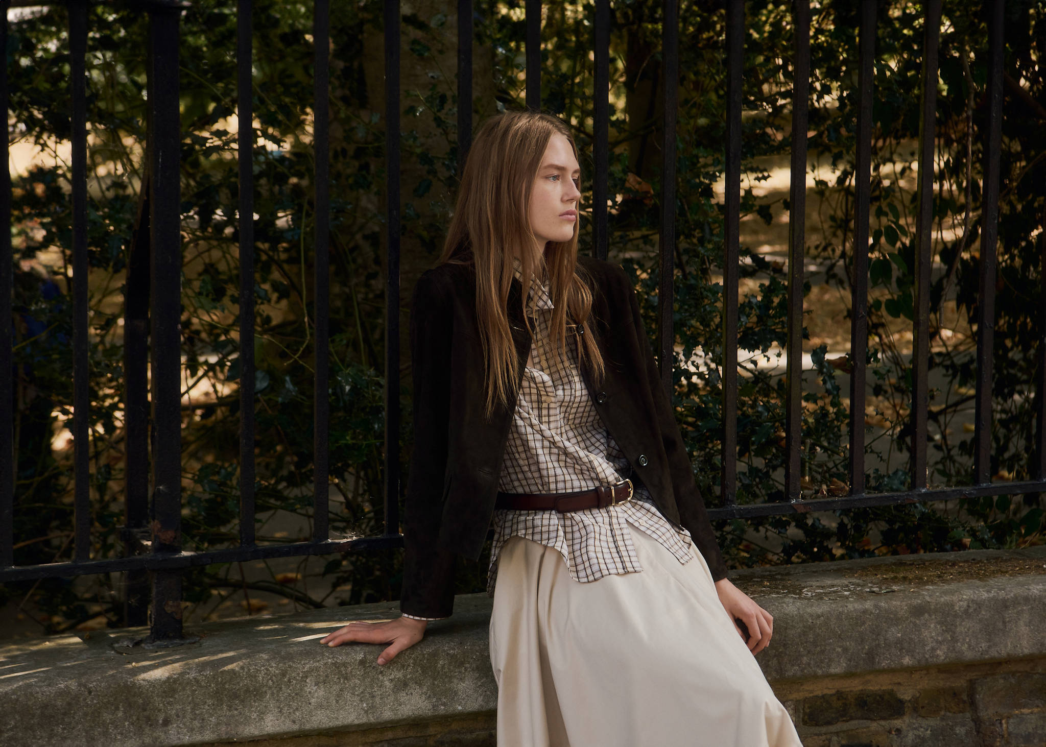 Suede jacket with strap collar - Panoramic plane