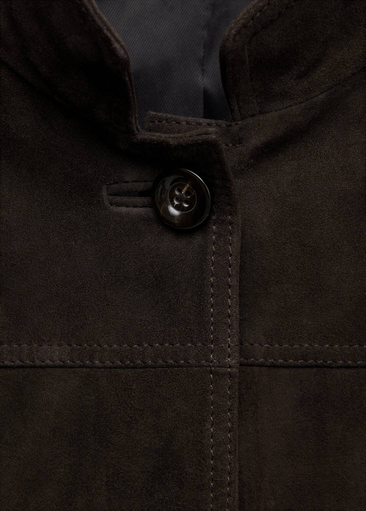 Suede jacket with strap collar — Grey